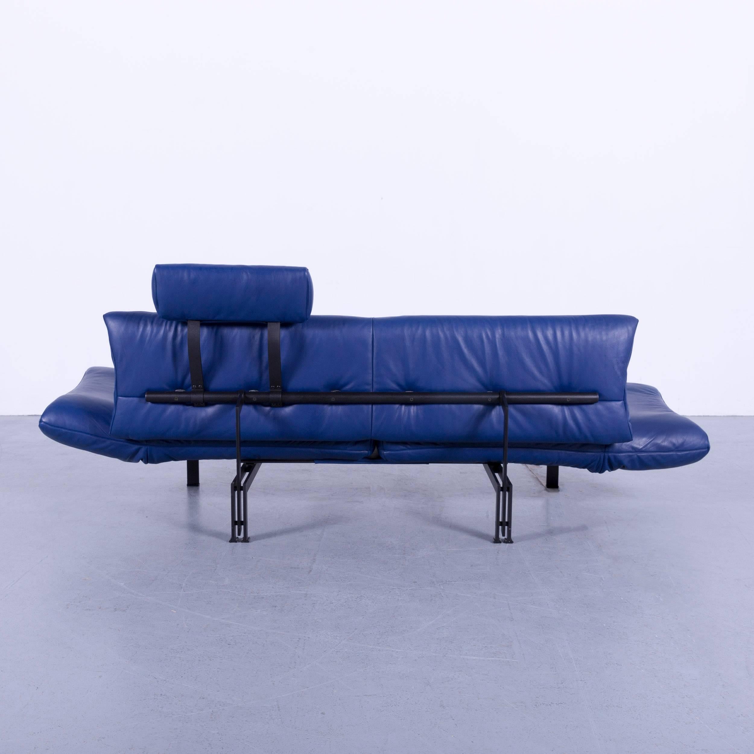 De Sede DS 140 Leather Sofa Blue Two-Seat Couch For Sale 4