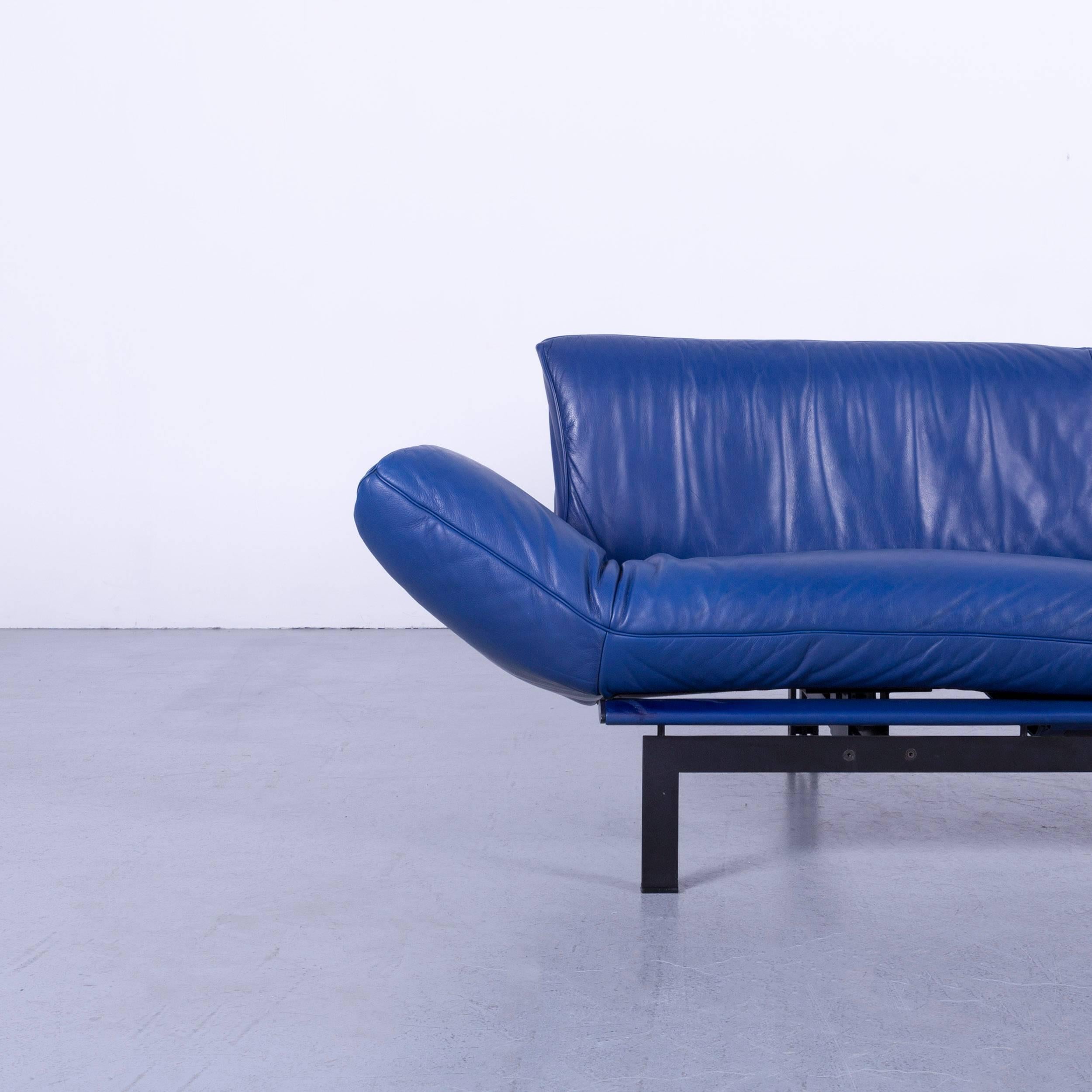 De Sede DS 140 Leather Sofa Blue Two-Seat Couch In Good Condition For Sale In Cologne, DE