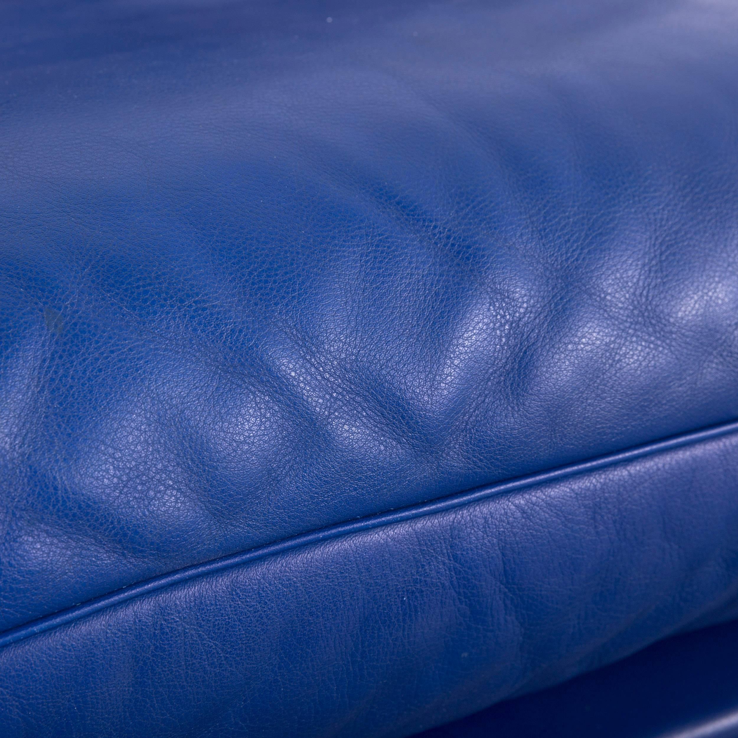De Sede DS 140 Leather Sofa Blue Two-Seat Couch For Sale 1