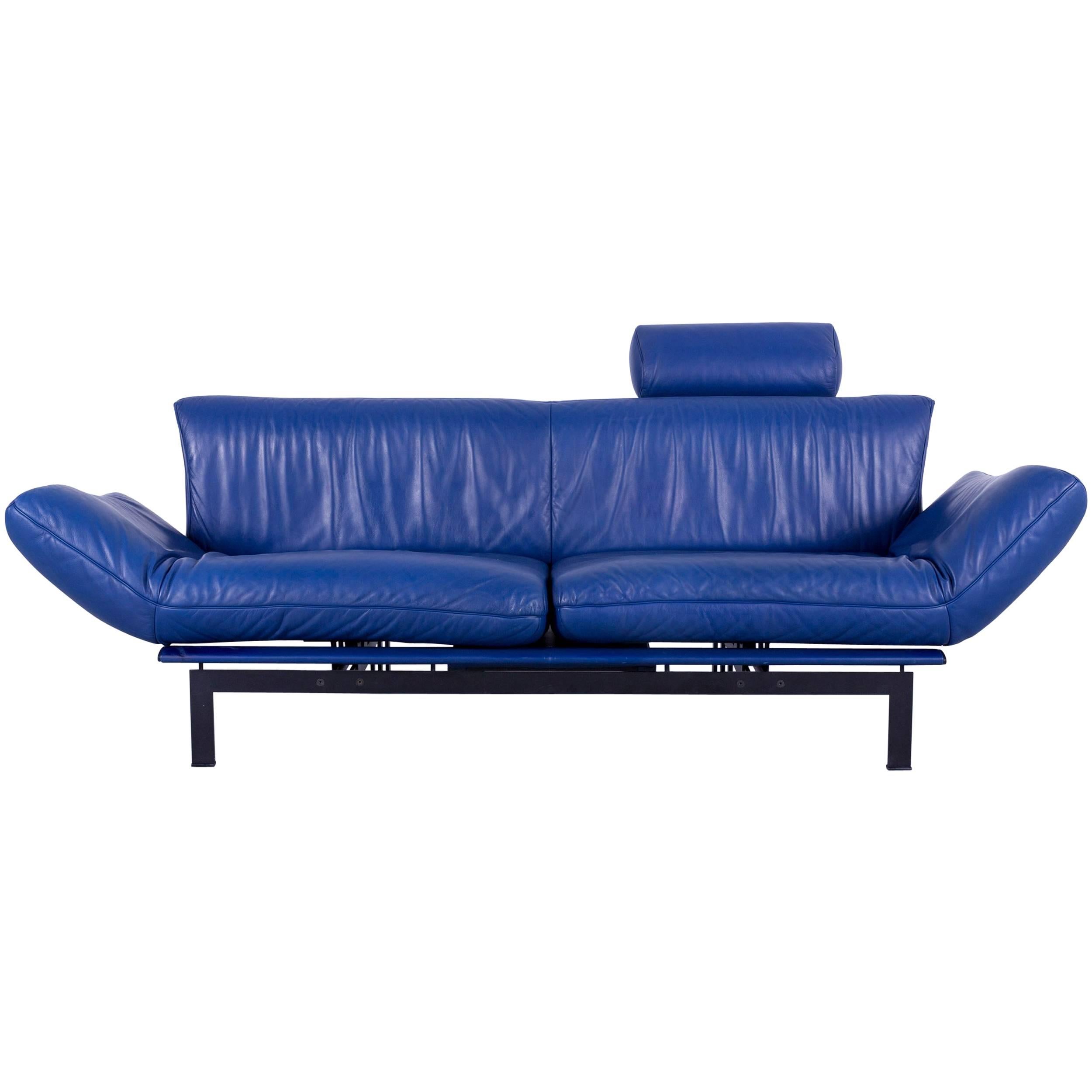 De Sede DS 140 Leather Sofa Blue Two-Seat Couch For Sale