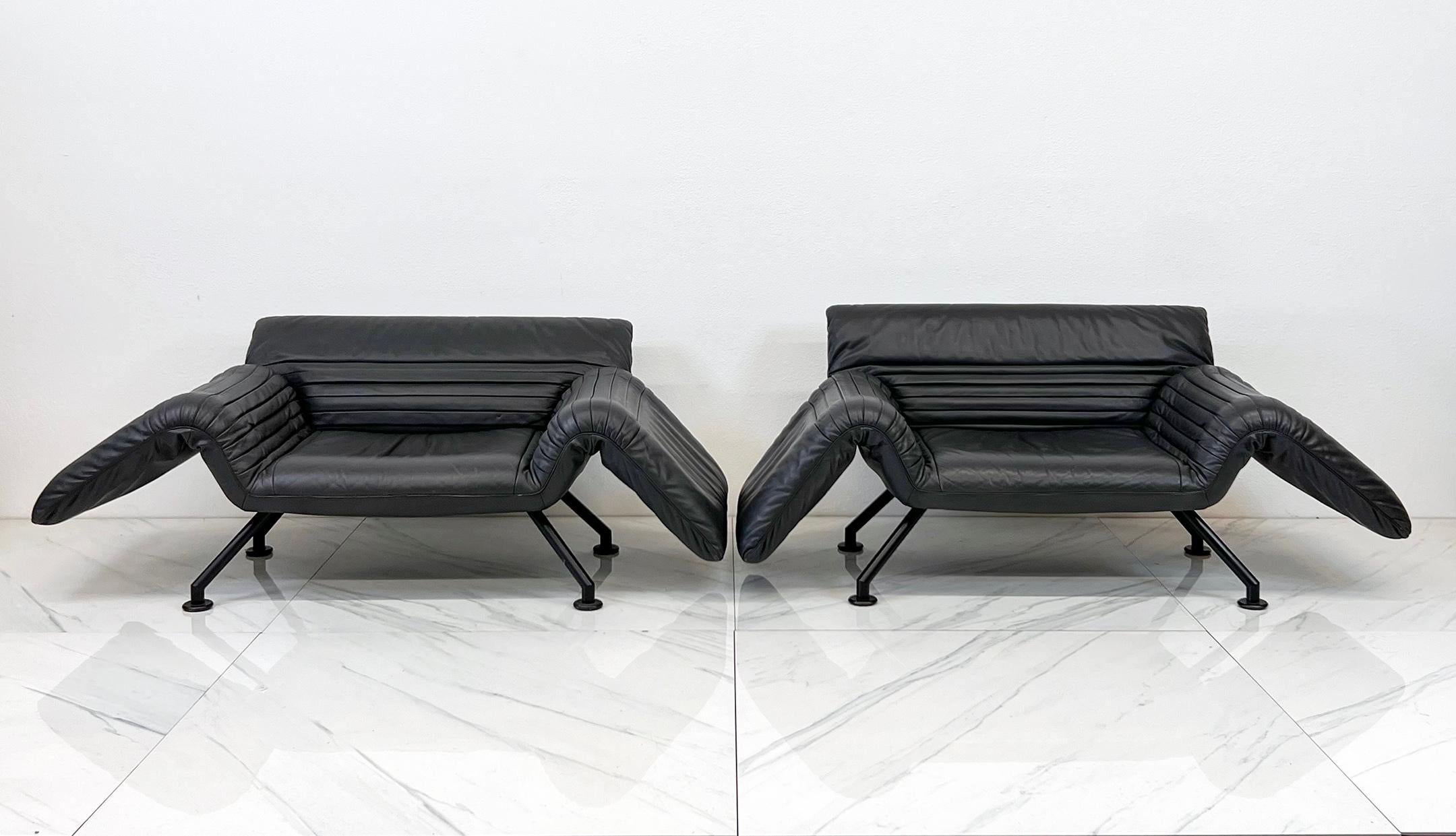 De Sede DS-142 Chairs in Gray Leather, A Pair, Winfried Totzek, 1980's For Sale 1