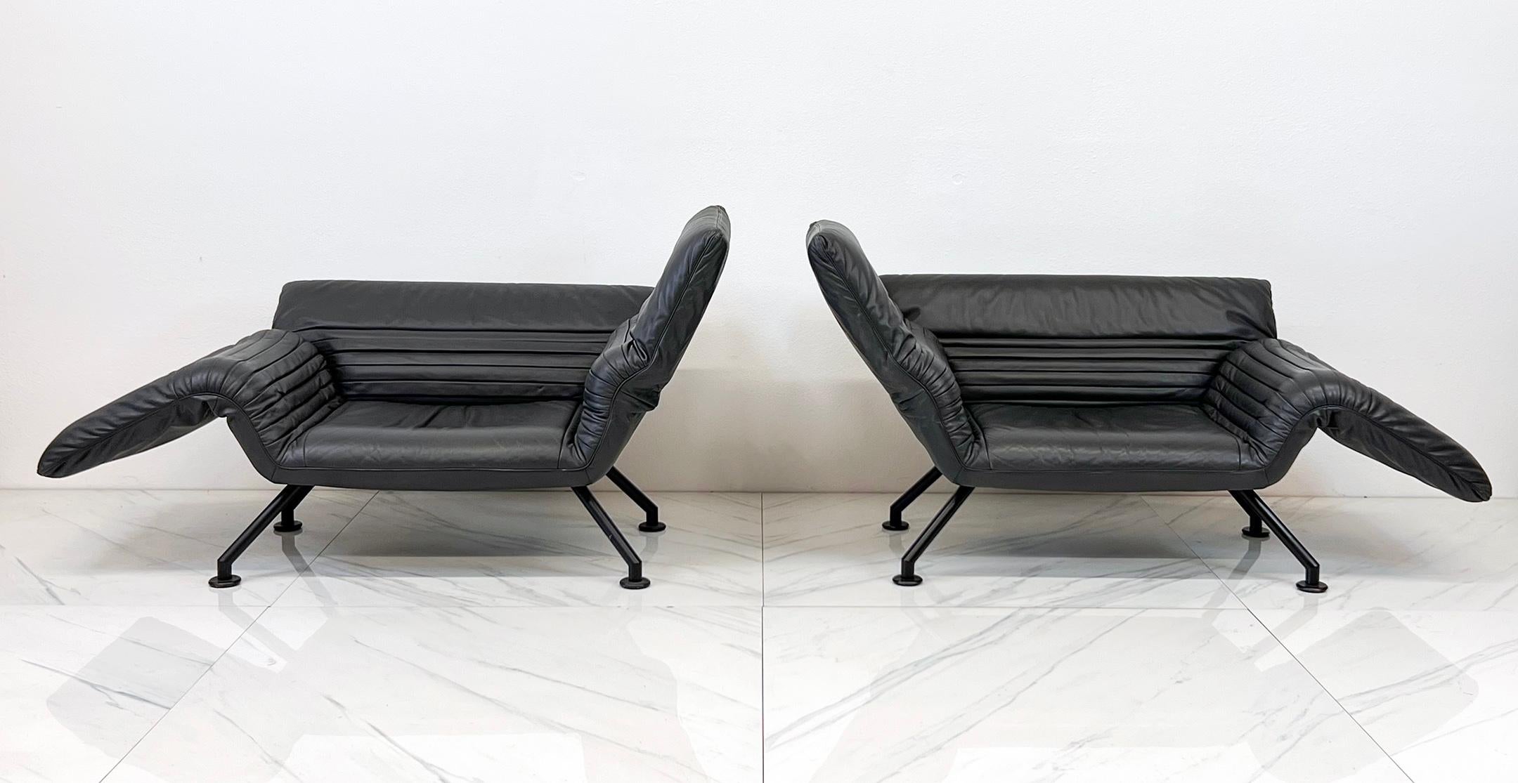 De Sede DS-142 Chairs in Gray Leather, A Pair, Winfried Totzek, 1980's For Sale 2