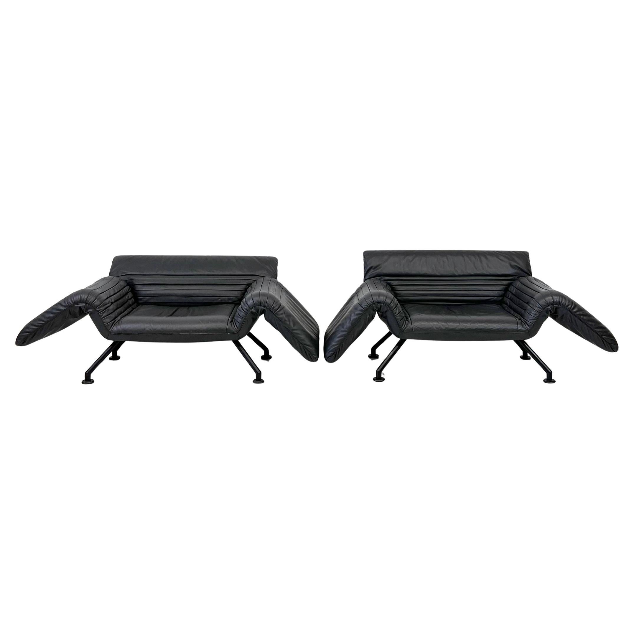 De Sede DS-142 Chairs in Gray Leather, A Pair, Winfried Totzek, 1980's For Sale