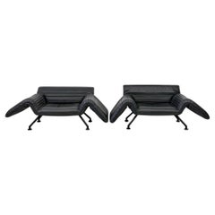 De Sede DS-142 Chairs in Gray Leather, A Pair, Winfried Totzek, 1980's