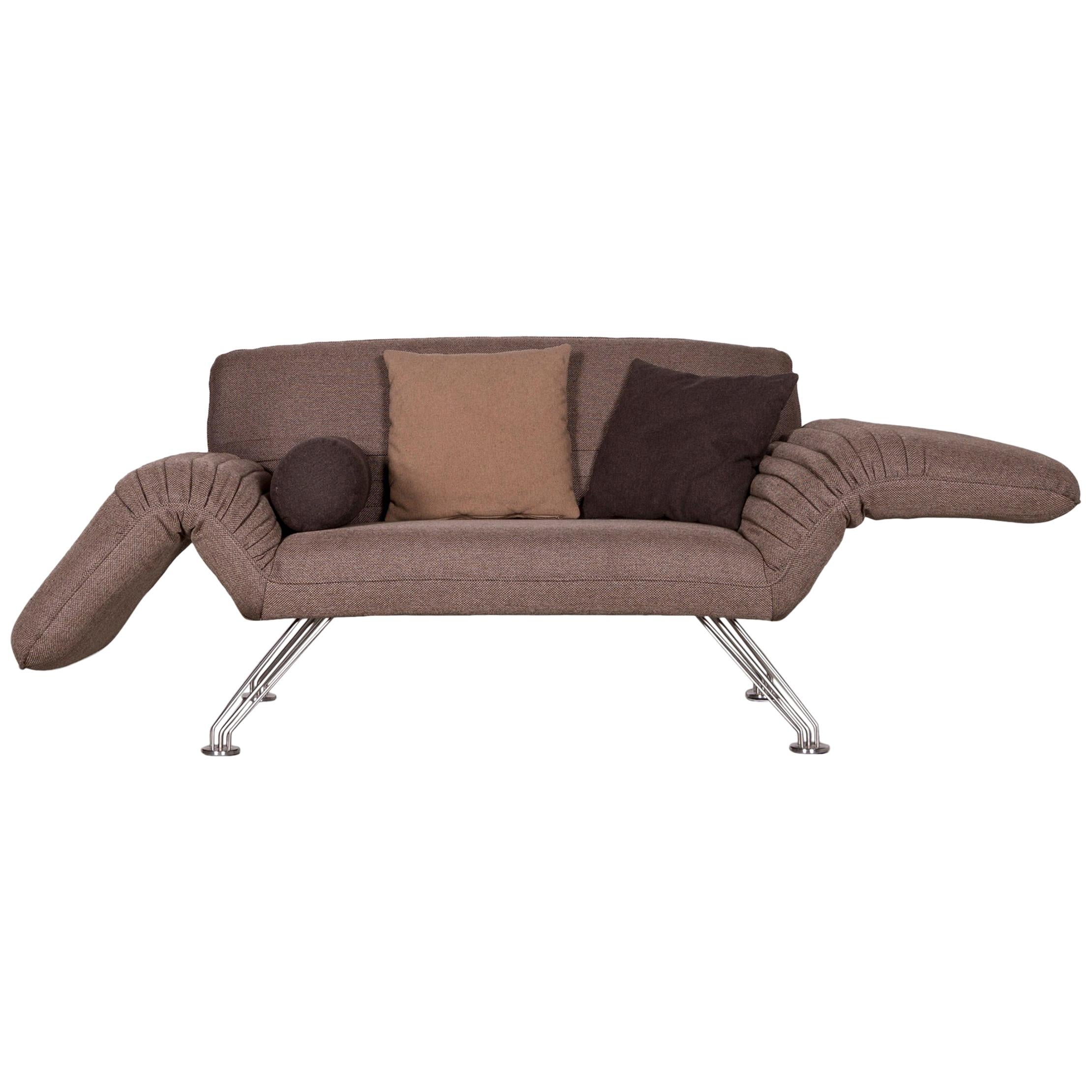 De Sede DS 142 Designer Fabric Sofa Brown Two-Seat Function Couch For Sale