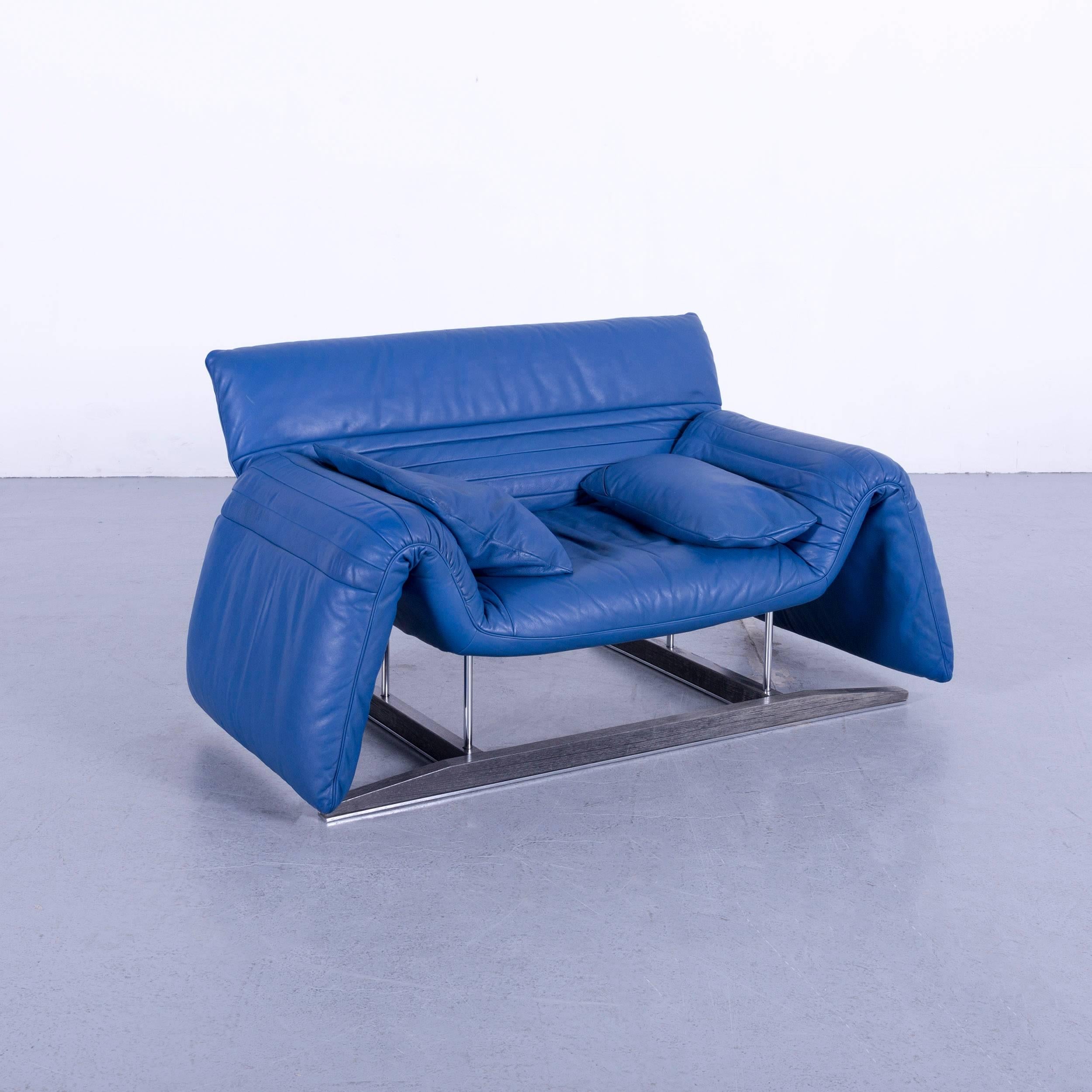 De Sede DS 142 Leather Sofa Blue One-Seat Love-Chair 4
