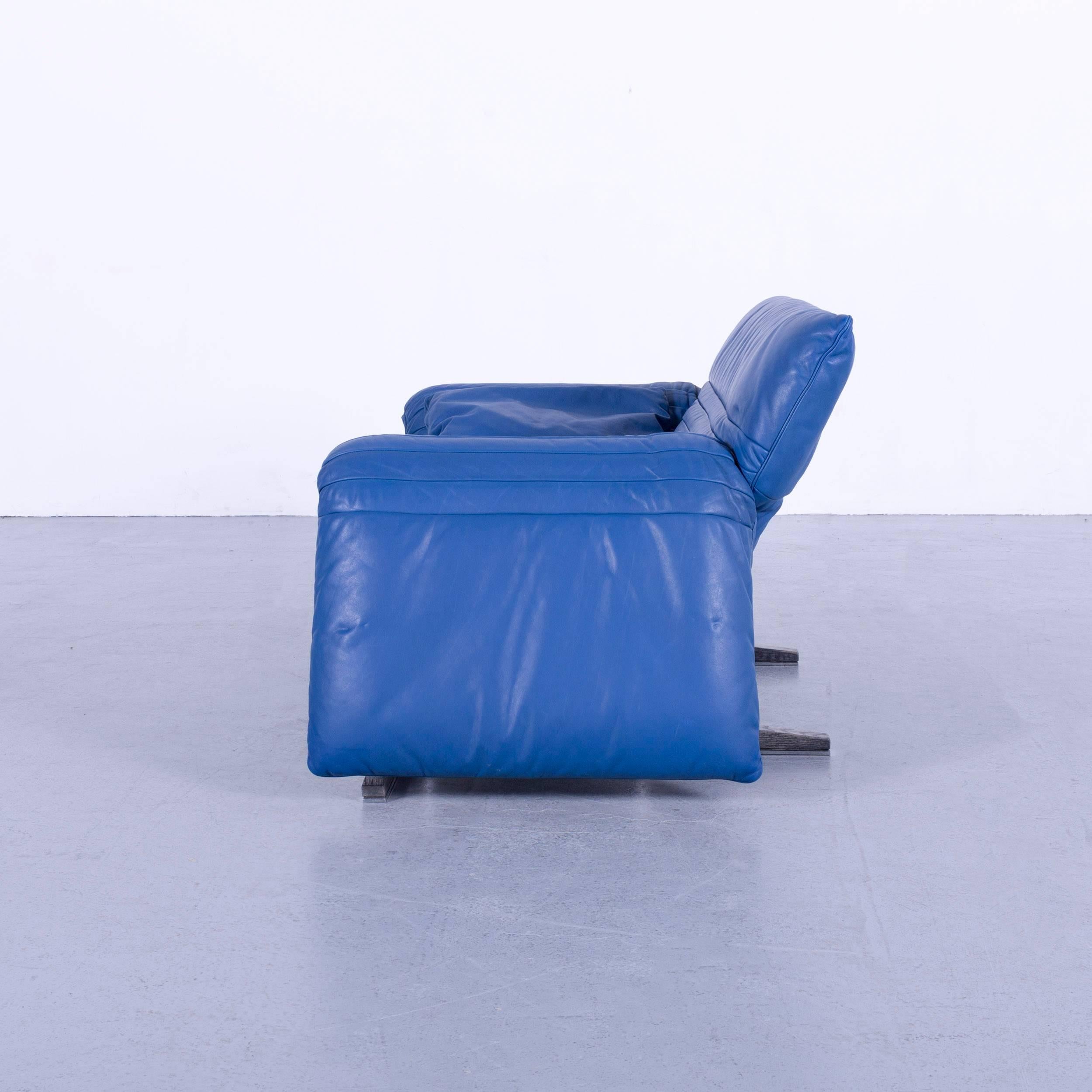De Sede DS 142 Leather Sofa Blue One-Seat Love-Chair 8