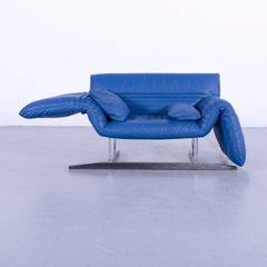 De Sede DS 142 Leather Sofa Blue One-Seat Love-Chair