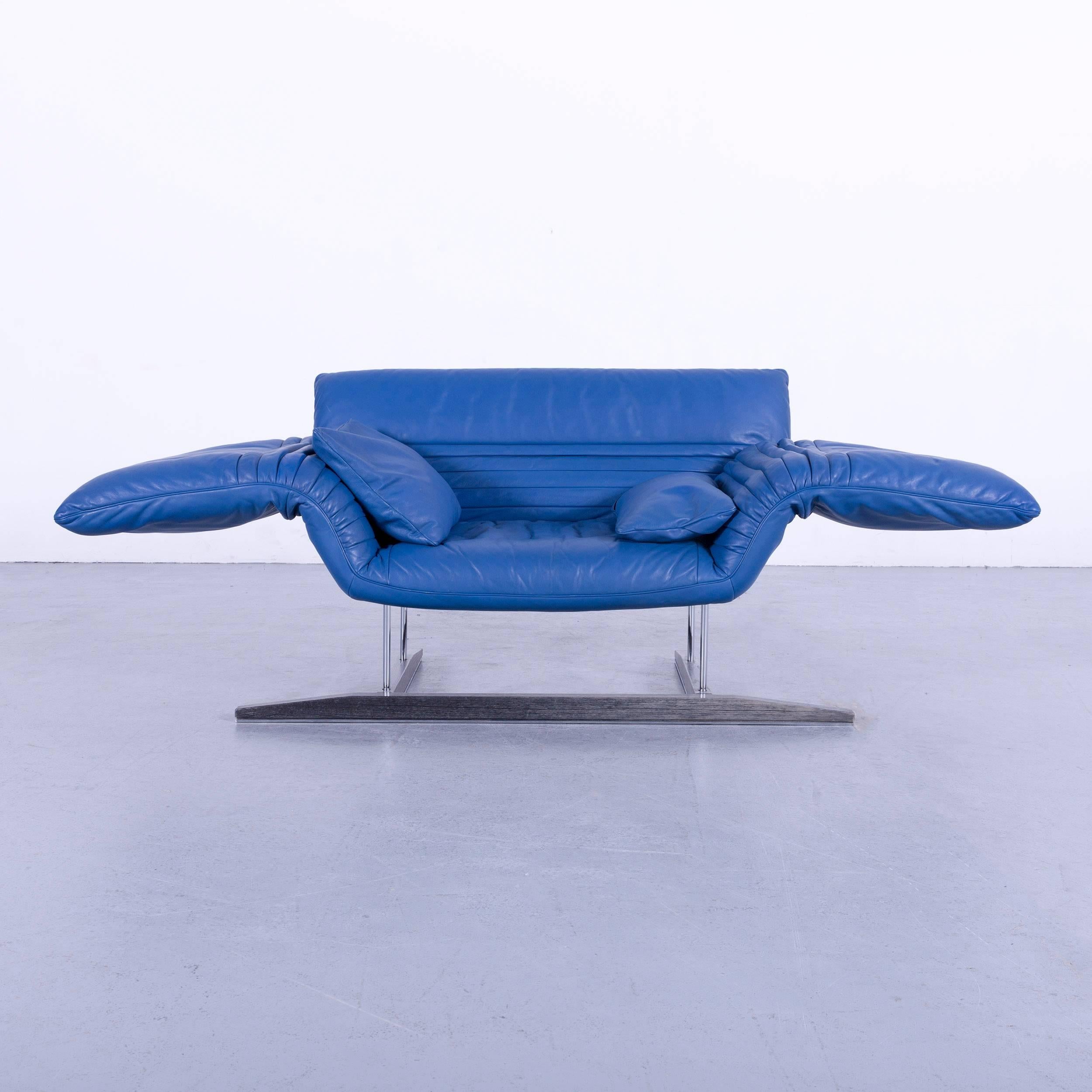 Swiss De Sede DS 142 Leather Sofa Blue One-Seat Love-Chair