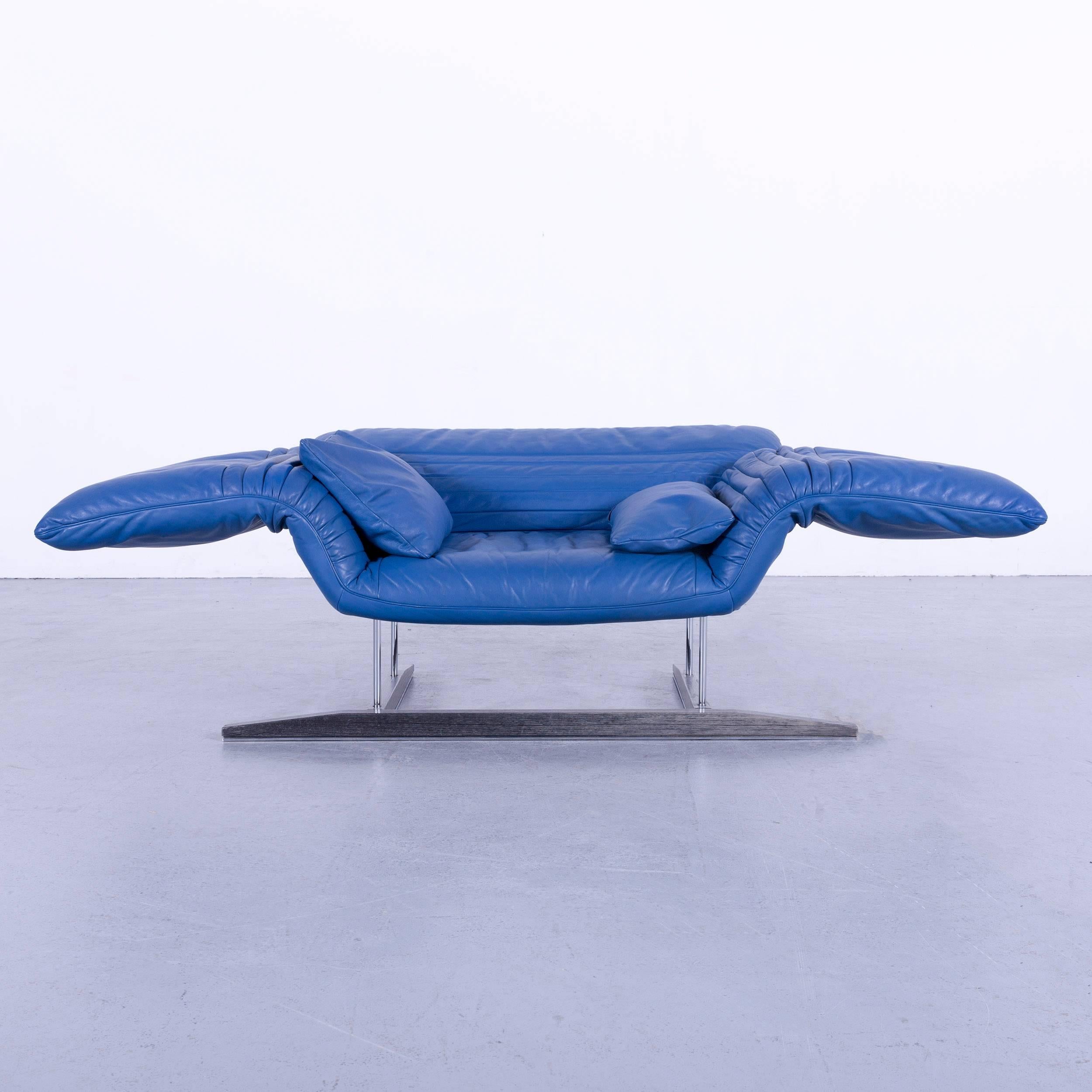 De Sede DS 142 Leather Sofa Blue One-Seat Love-Chair In Good Condition In Cologne, DE