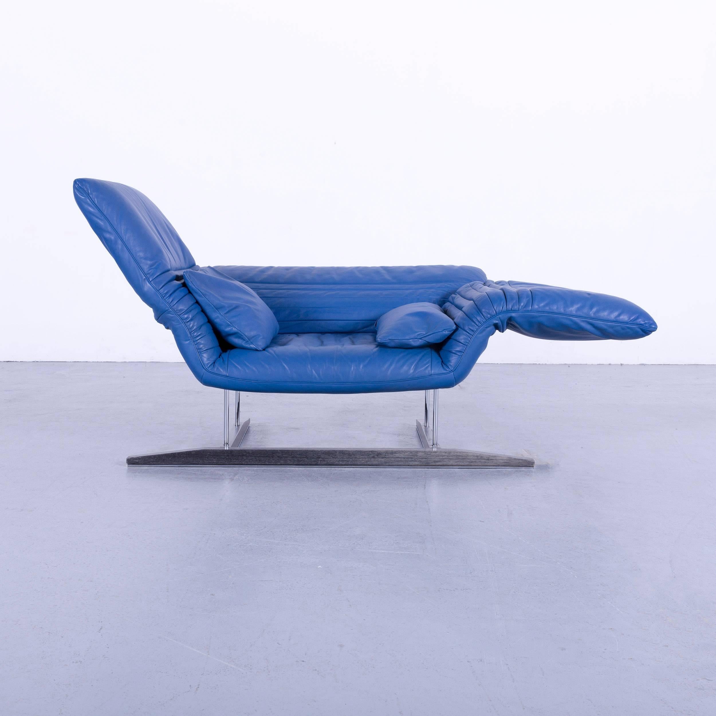 Contemporary De Sede DS 142 Leather Sofa Blue One-Seat Love-Chair