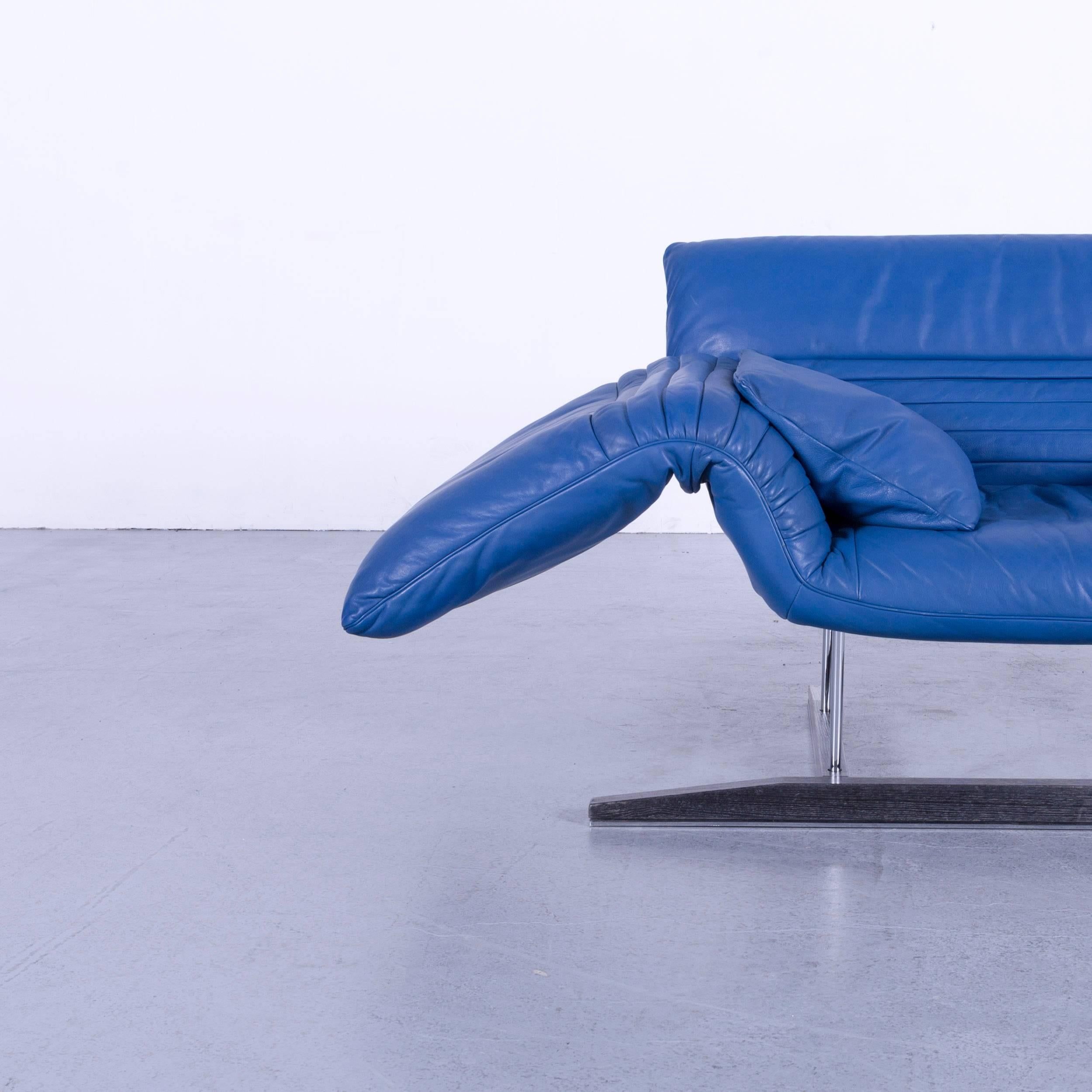 De Sede DS 142 Leather Sofa Blue One-Seat Love-Chair 2