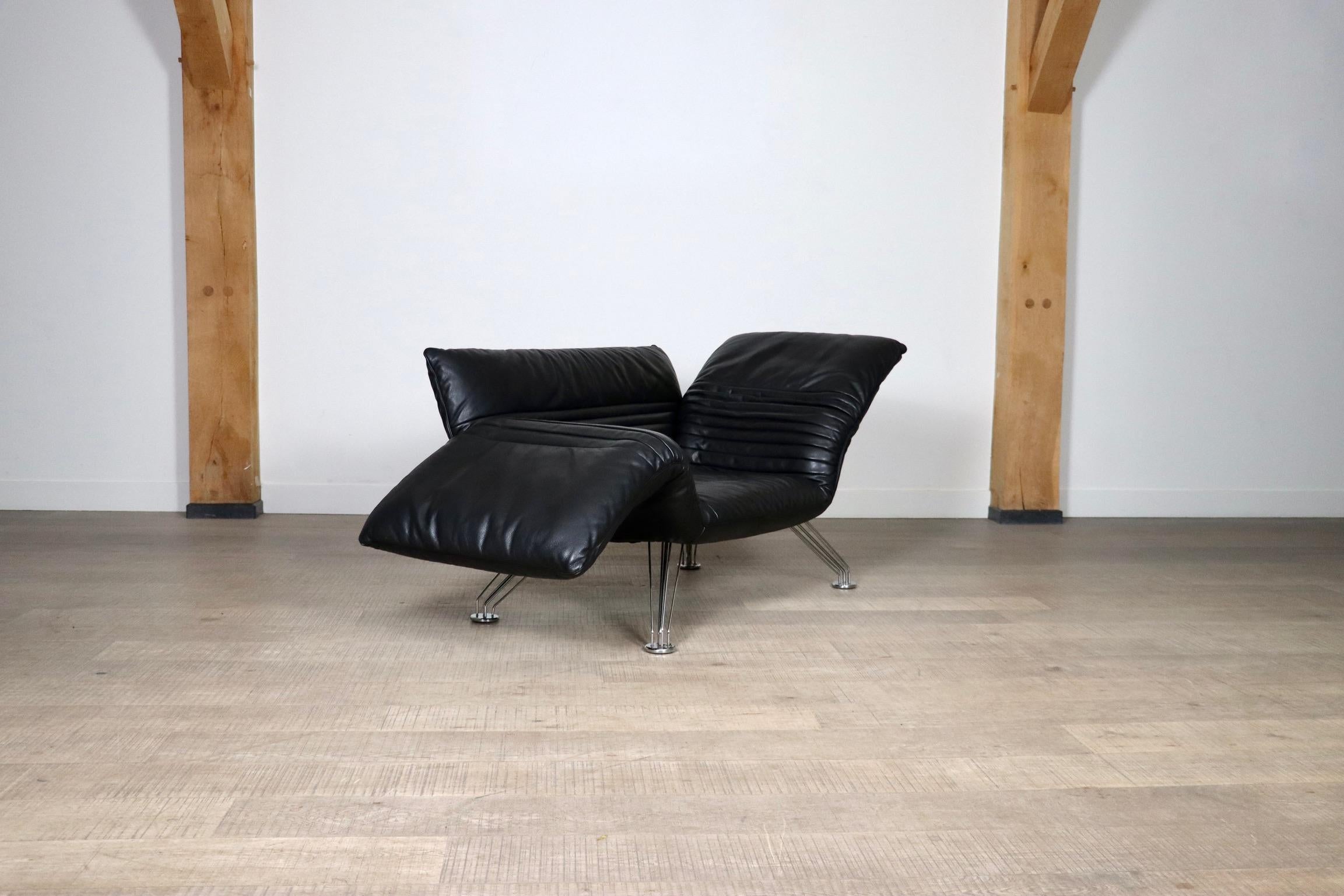 Metal De Sede DS-142 Lounge Chair By Winfried Totzek In Black Leather, Switzerland 198