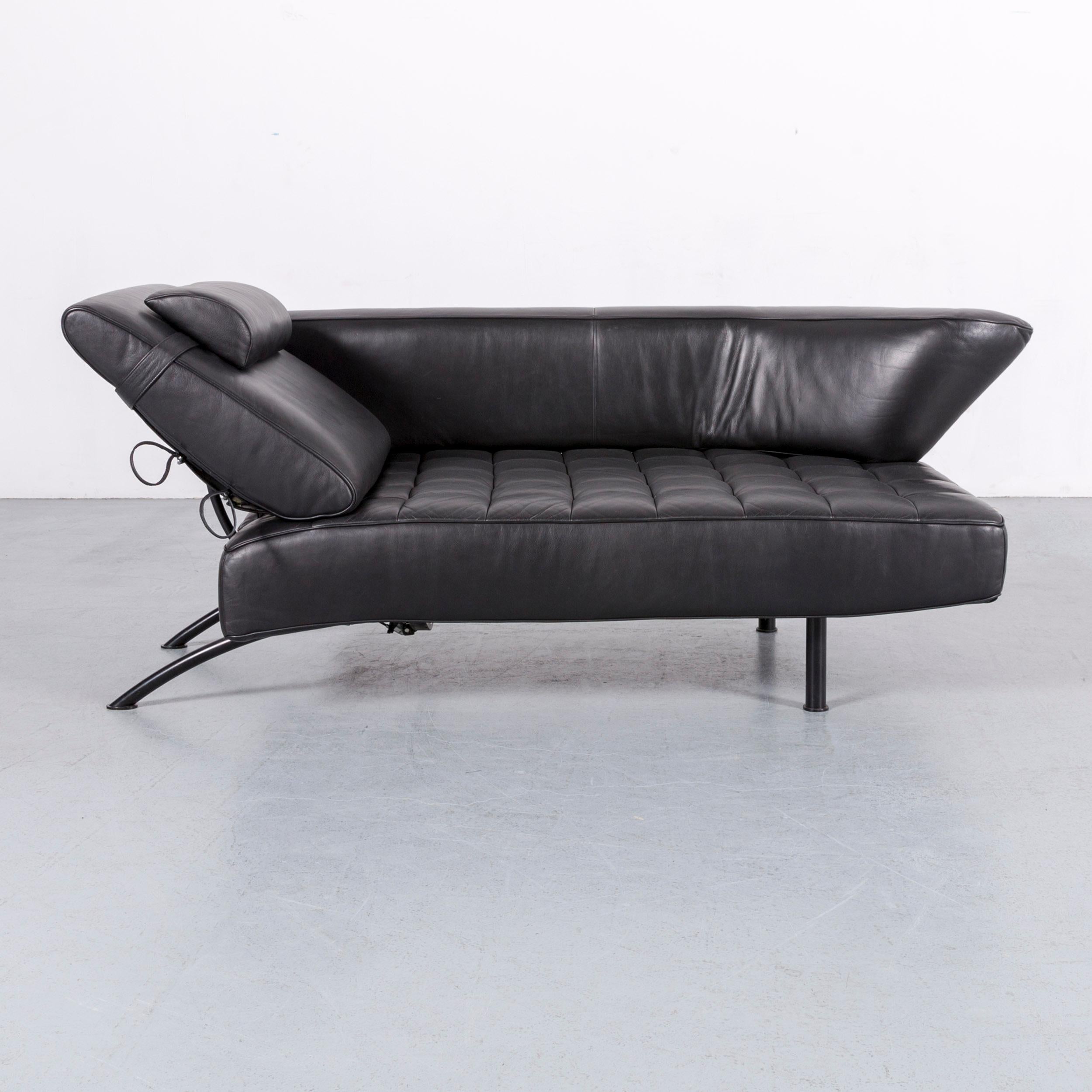 De Sede DS 144 Leather Sofa Black Two-Seat Lounger Real Leather Function 11