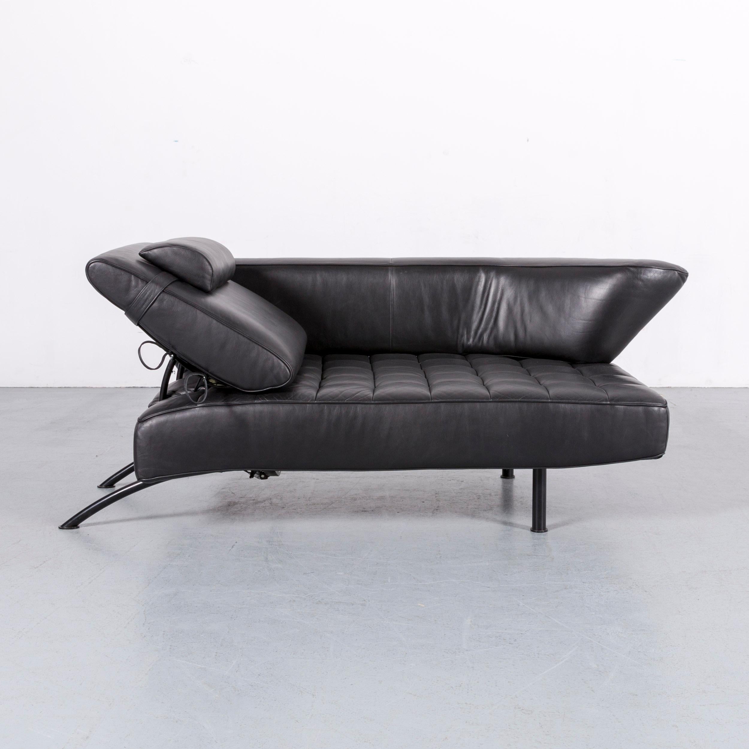 Modern De Sede DS 144 Leather Sofa Black Two-Seat Lounger Real Leather Function