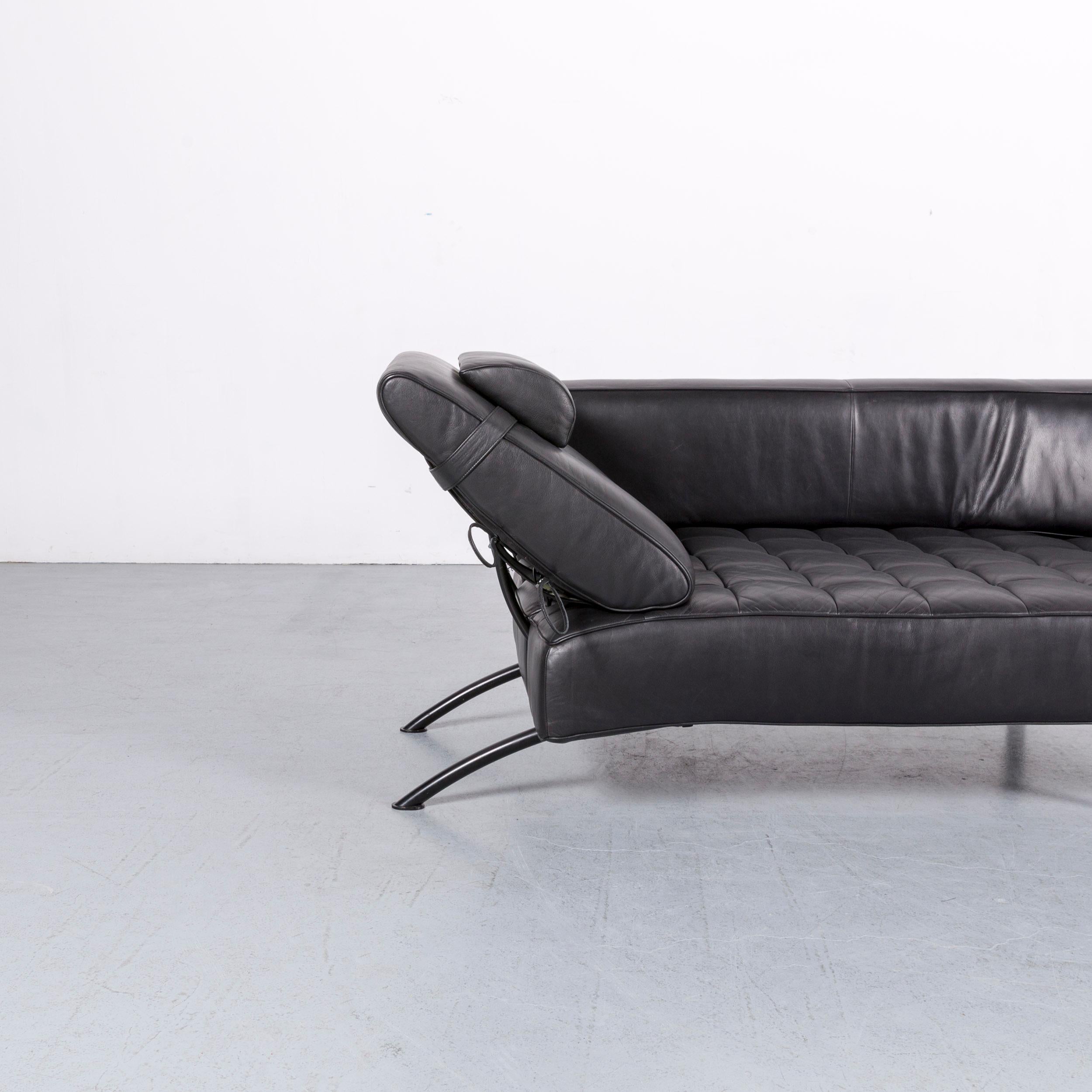 De Sede DS 144 Leather Sofa Black Two-Seat Lounger Real Leather Function In Excellent Condition In Cologne, DE