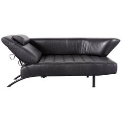 De Sede DS 144 Leather Sofa Black Two-Seat Lounger Real Leather Function