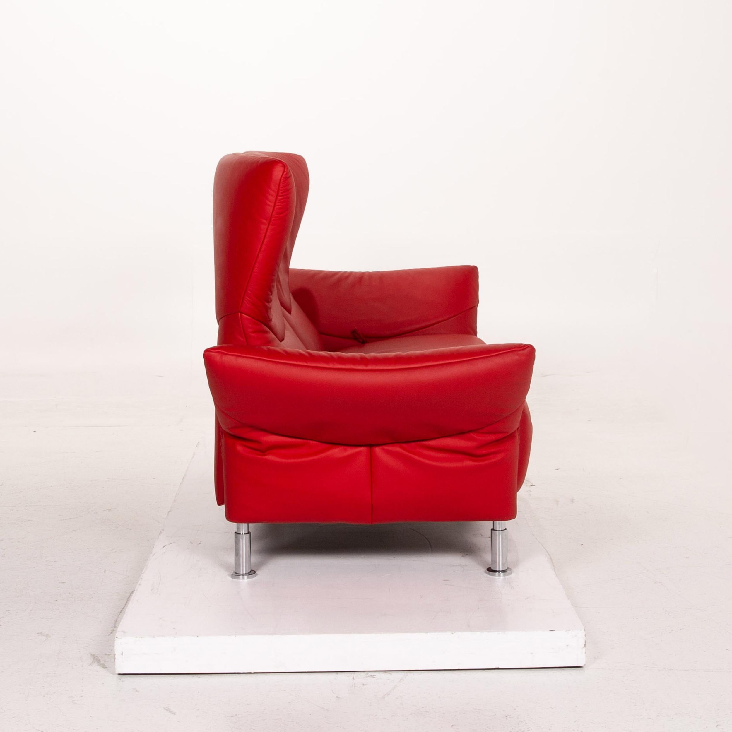 De Sede DS 145 Leather Sofa Red Two-Seat Function Couch 4