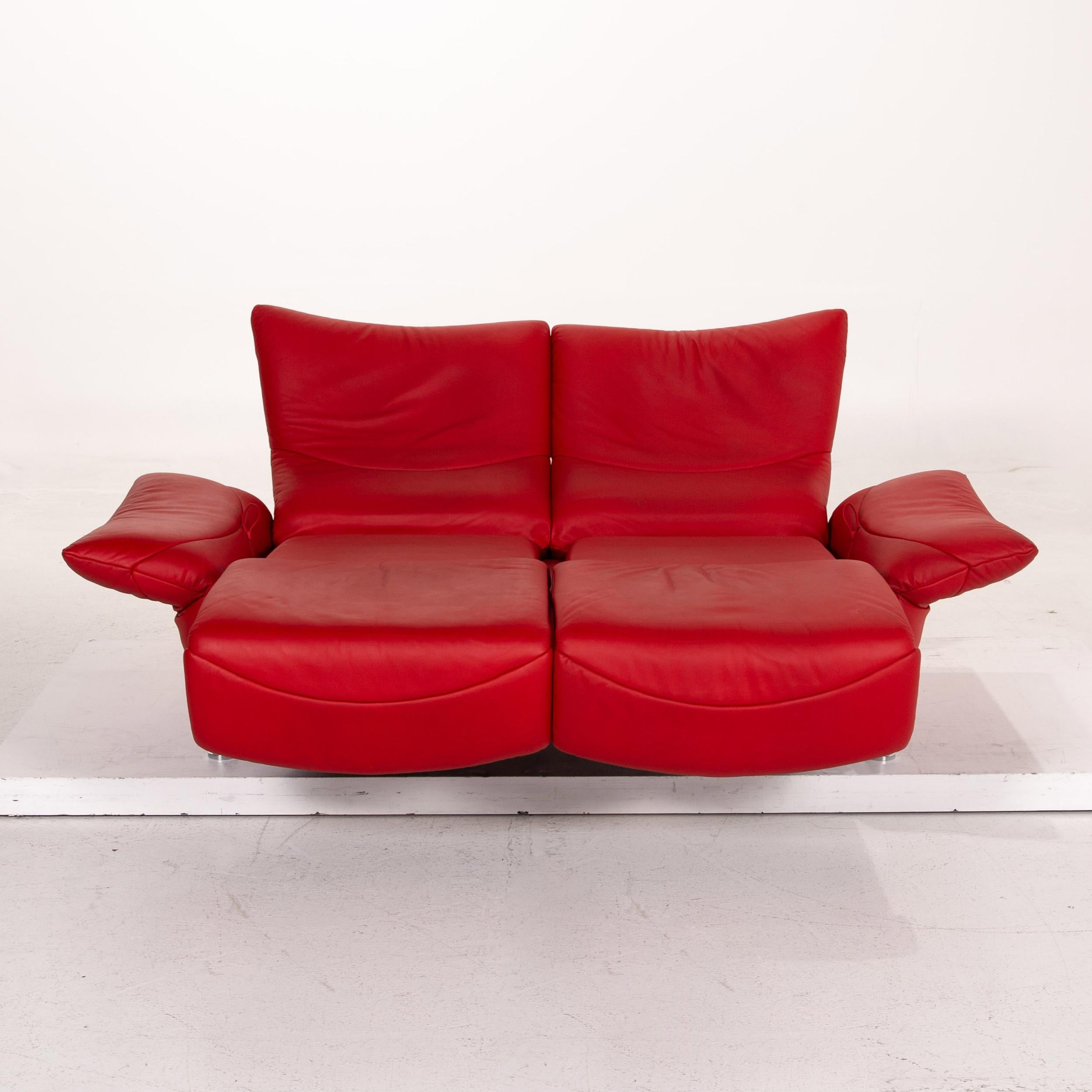Modern De Sede DS 145 Leather Sofa Red Two-Seat Function Couch