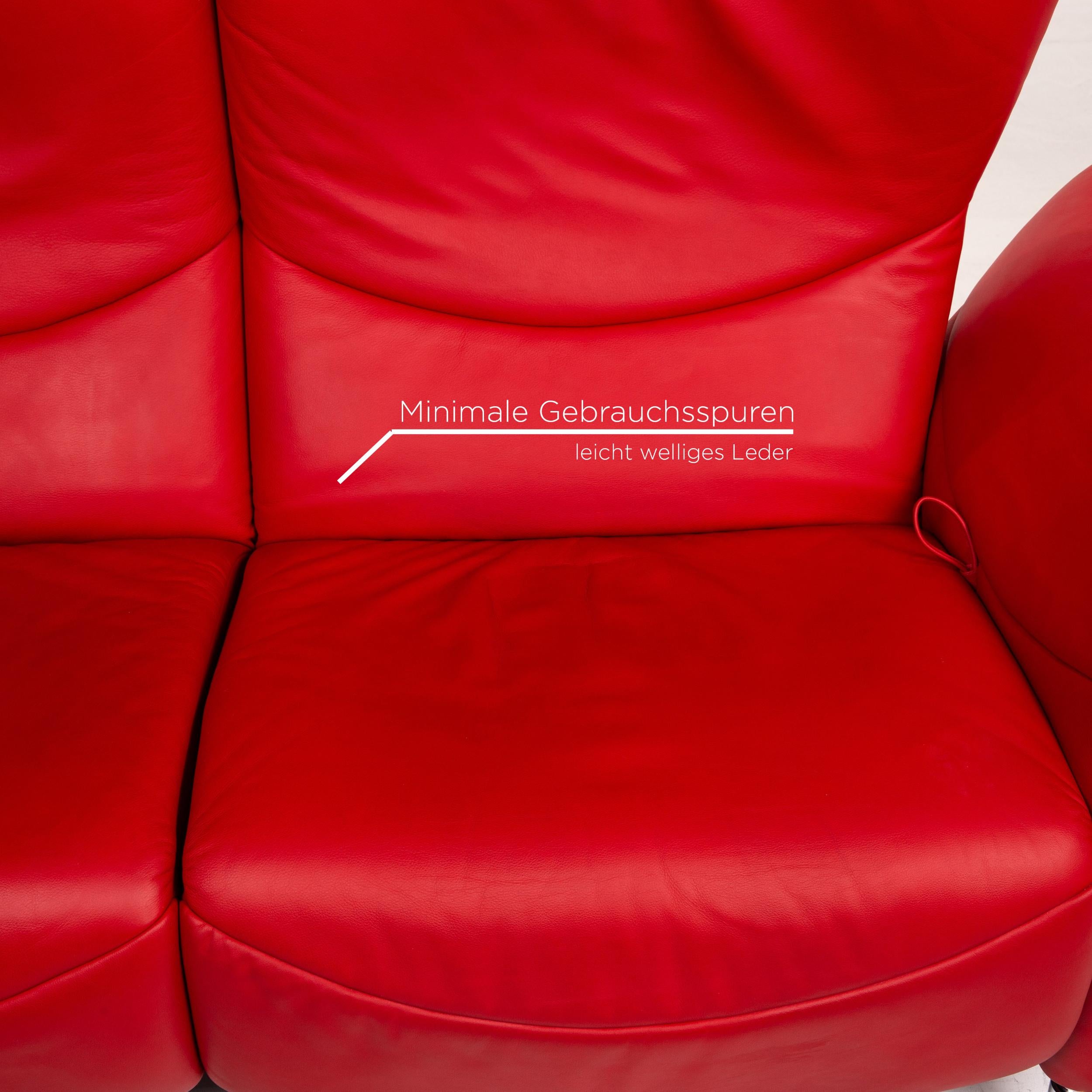 De Sede DS 145 Leather Sofa Red Two-Seat Function Couch In Good Condition In Cologne, DE