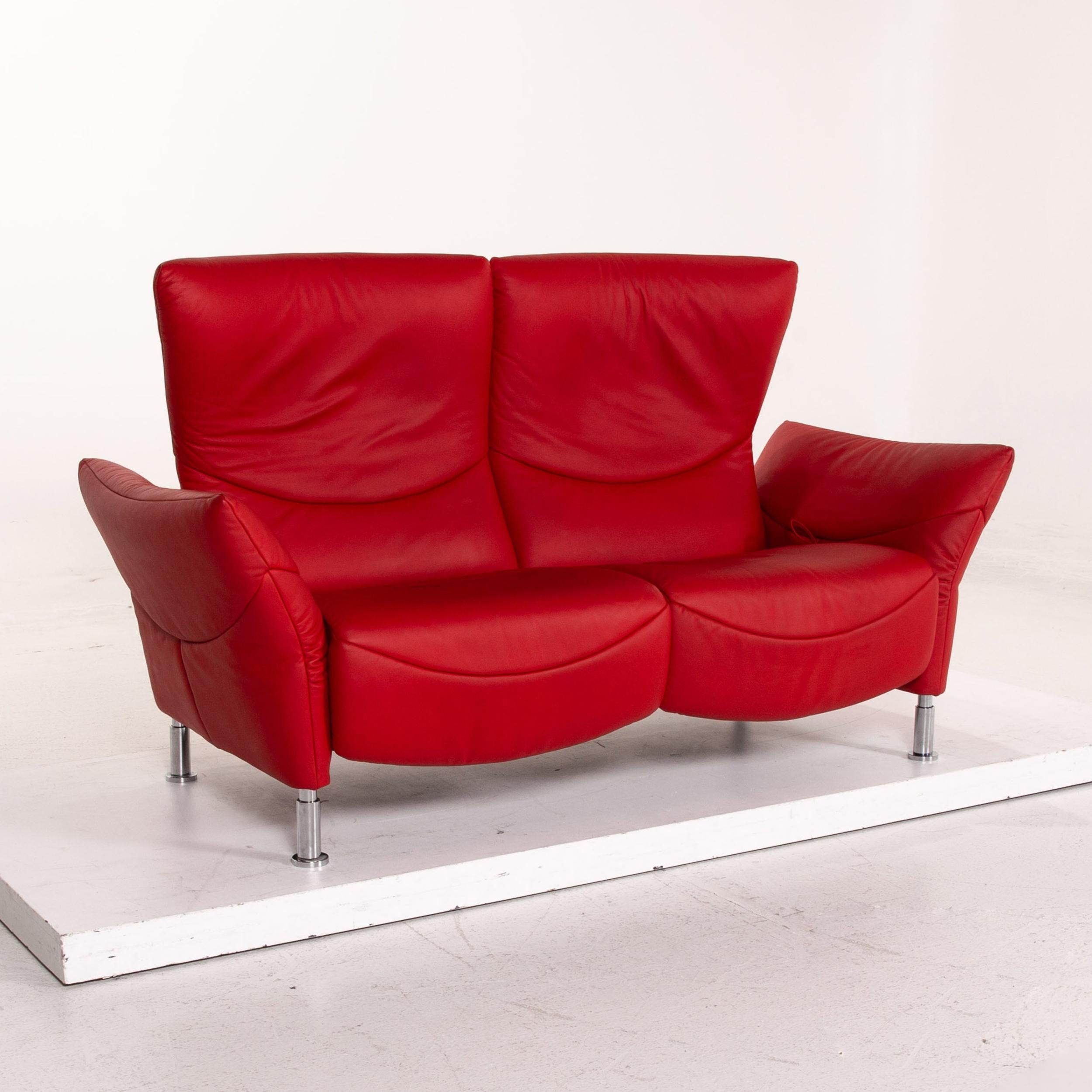 De Sede DS 145 Leather Sofa Red Two-Seat Function Couch 2