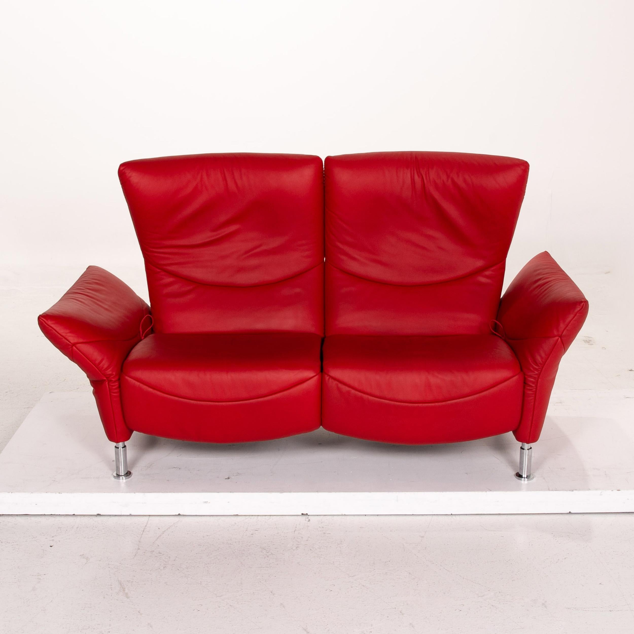 De Sede DS 145 Leather Sofa Red Two-Seat Function Couch 3