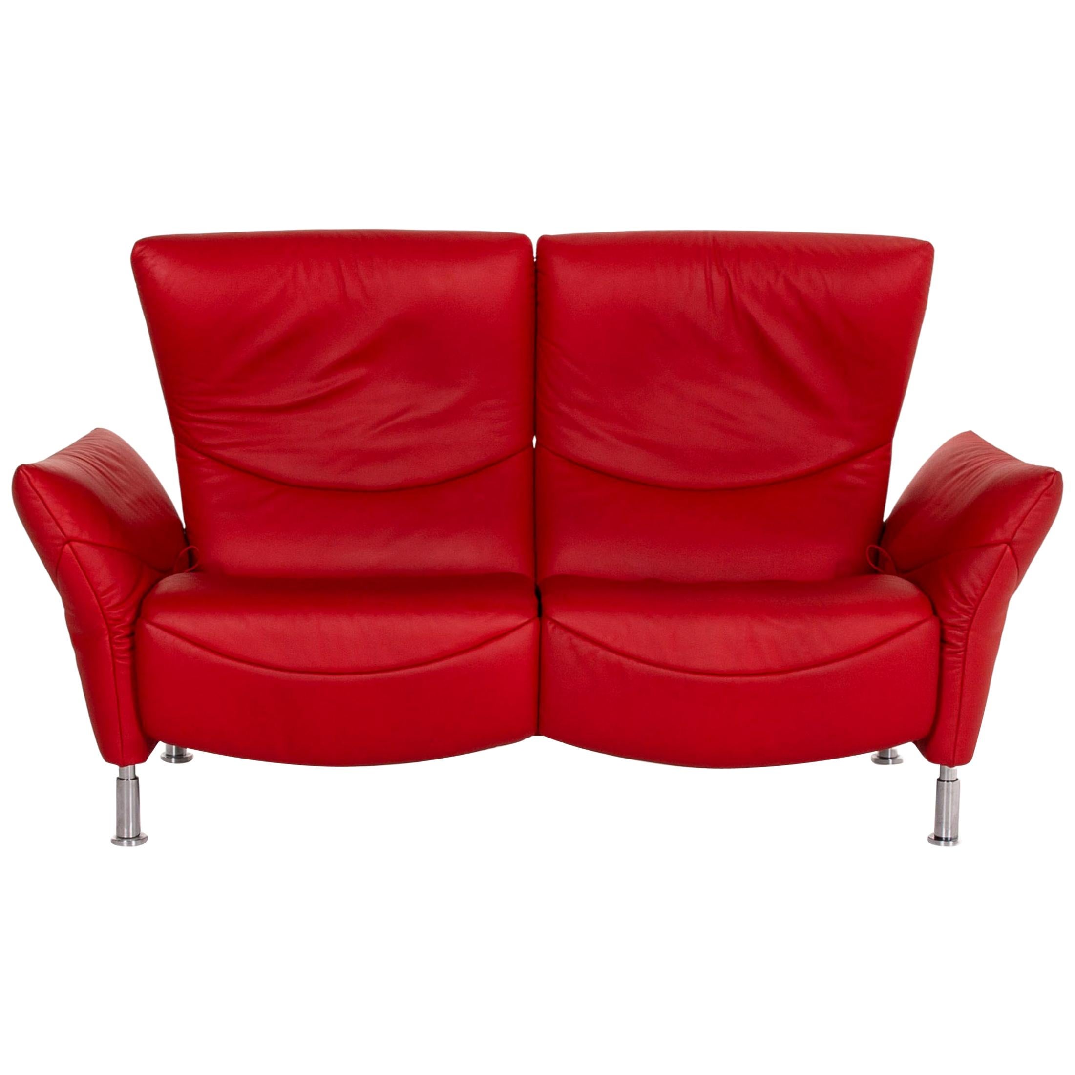 De Sede DS 145 Leather Sofa Red Two-Seat Function Couch
