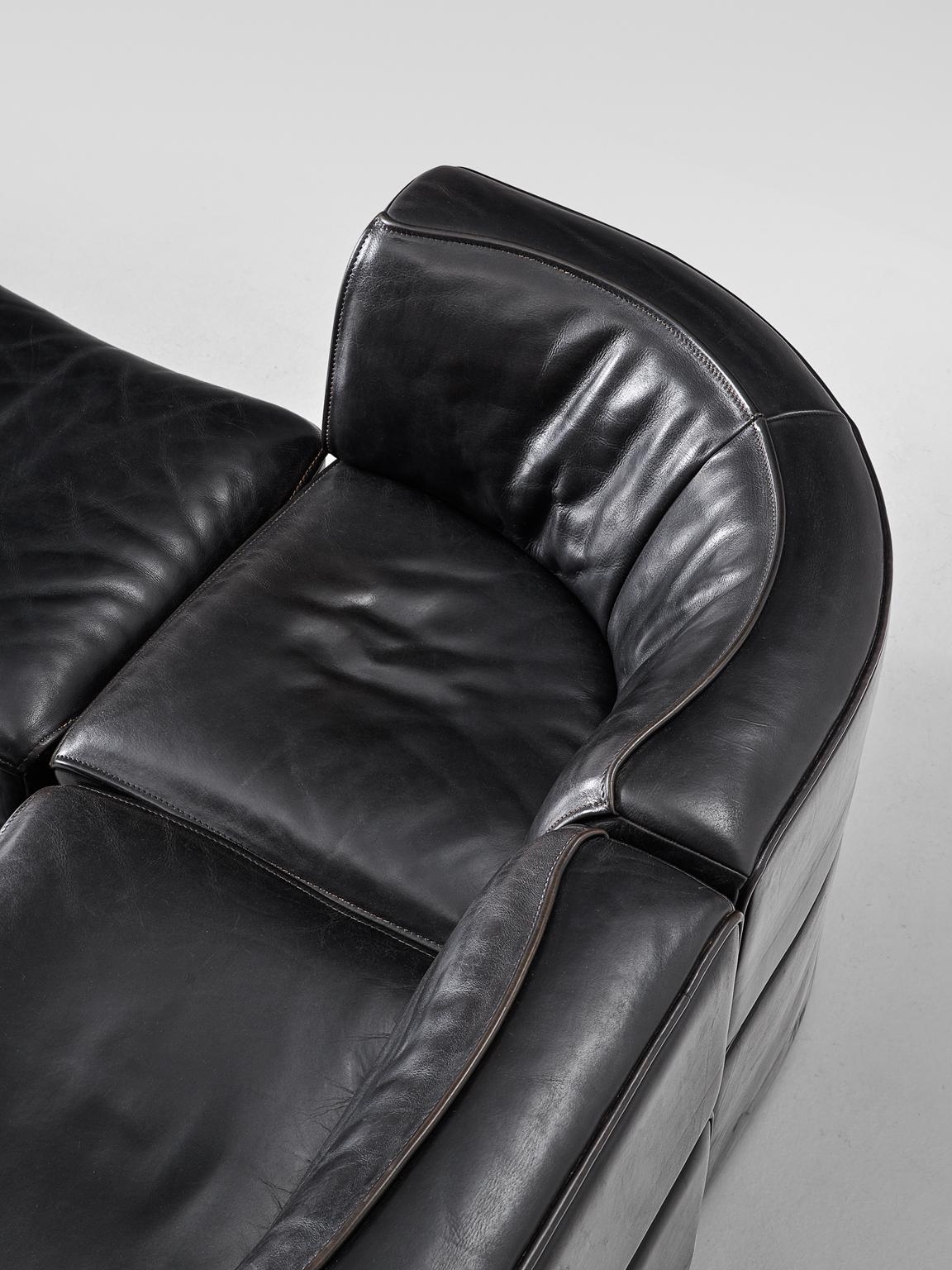 De Sede 'Ds-15' Modular Sofa in Black Buffalo Leather (Leder)