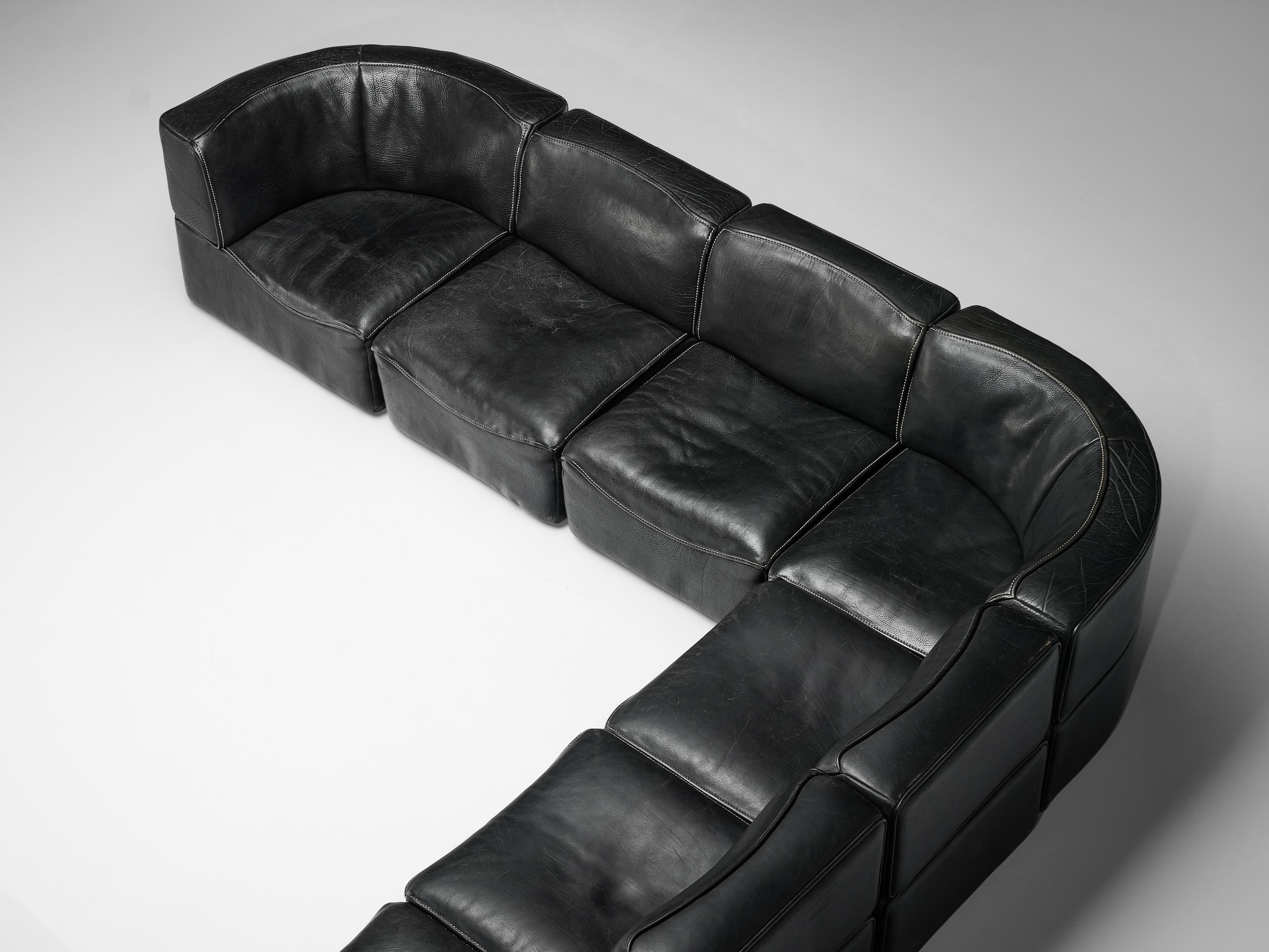 De Sede 'DS-15' Modular Sofa in Black Leather 4