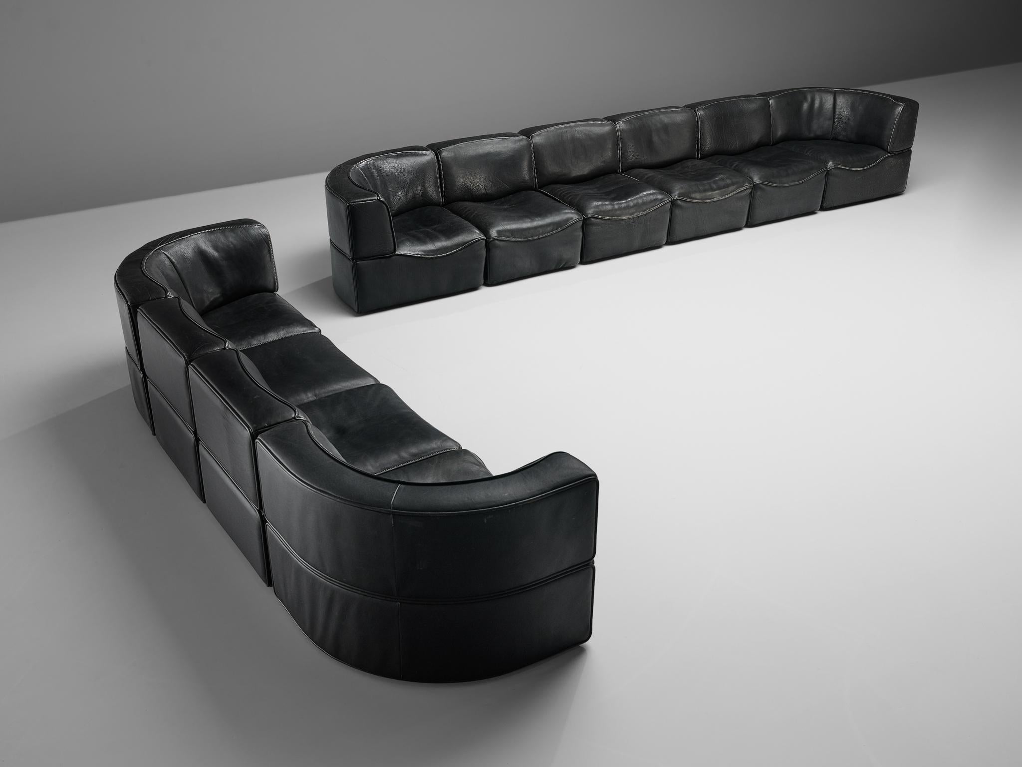 De Sede 'DS-15' Modular Sofa in Black Leather 6