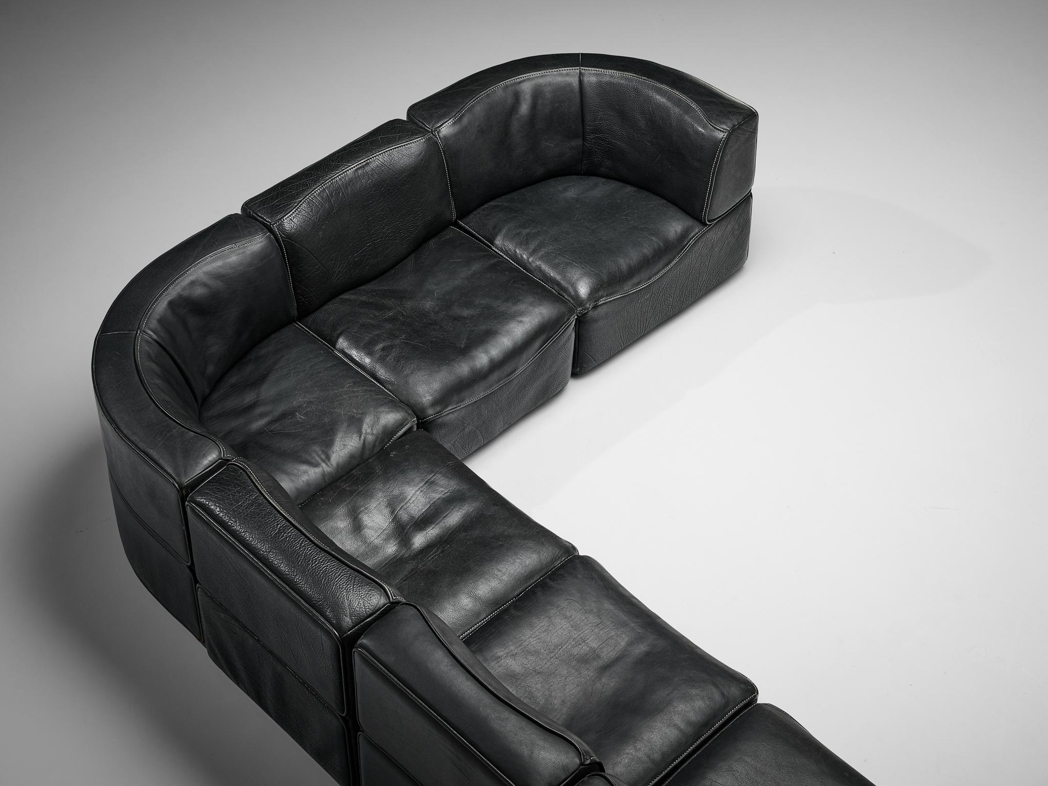 De Sede 'DS-15' Modular Sofa in Black Leather 3