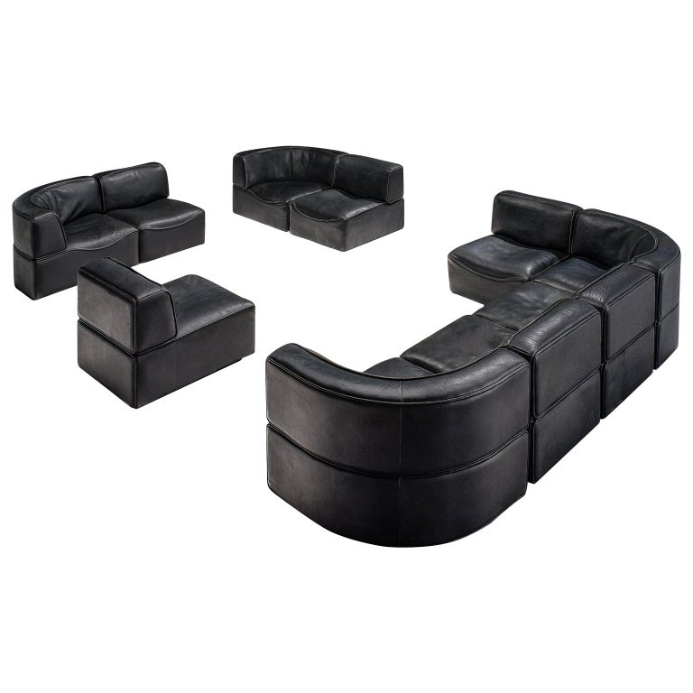 De Sede Ds 15 Modular Sofa In Black Leather