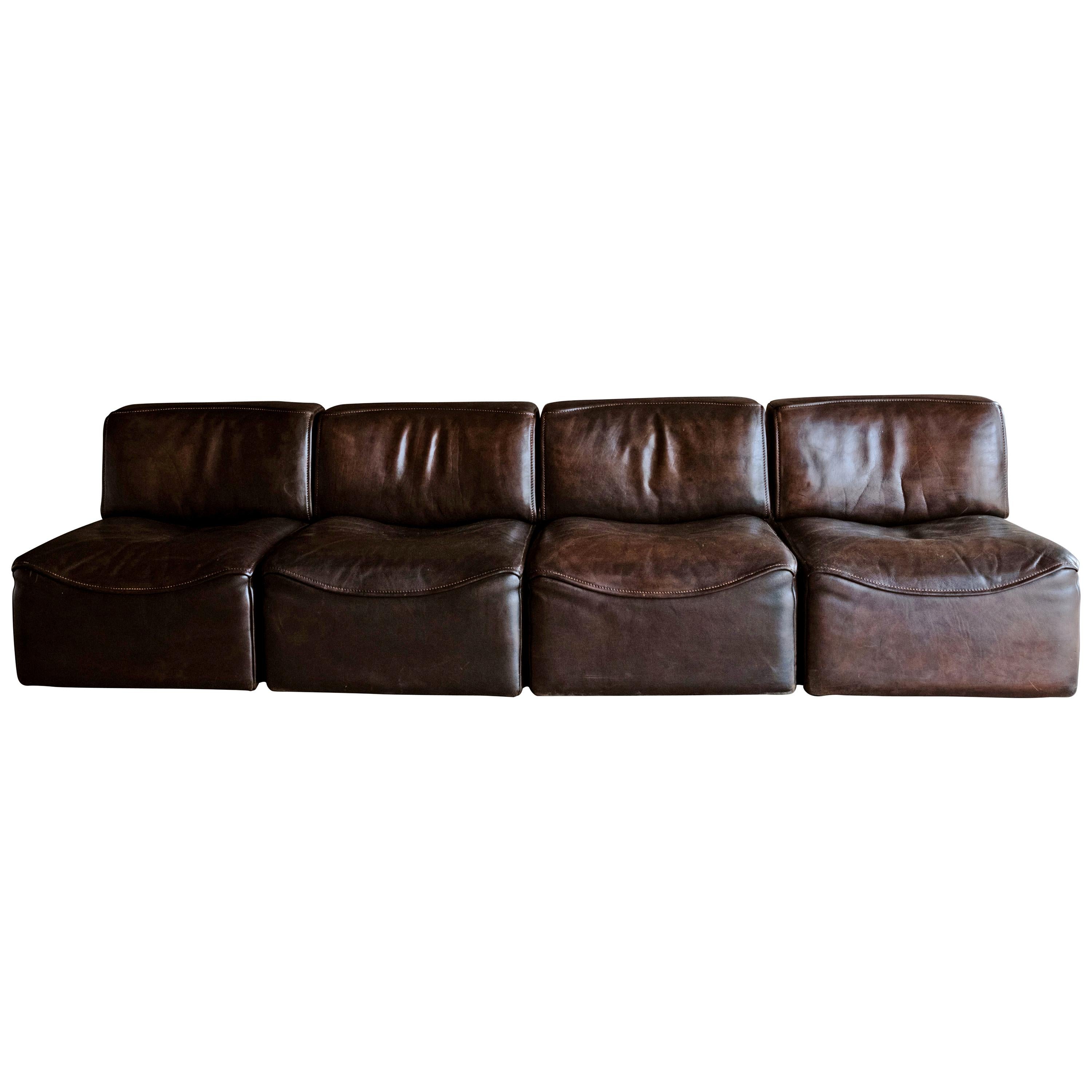 De Sede 'Ds-15' Modular Sofa in Buffalo Leather From Switzerland, 1970s