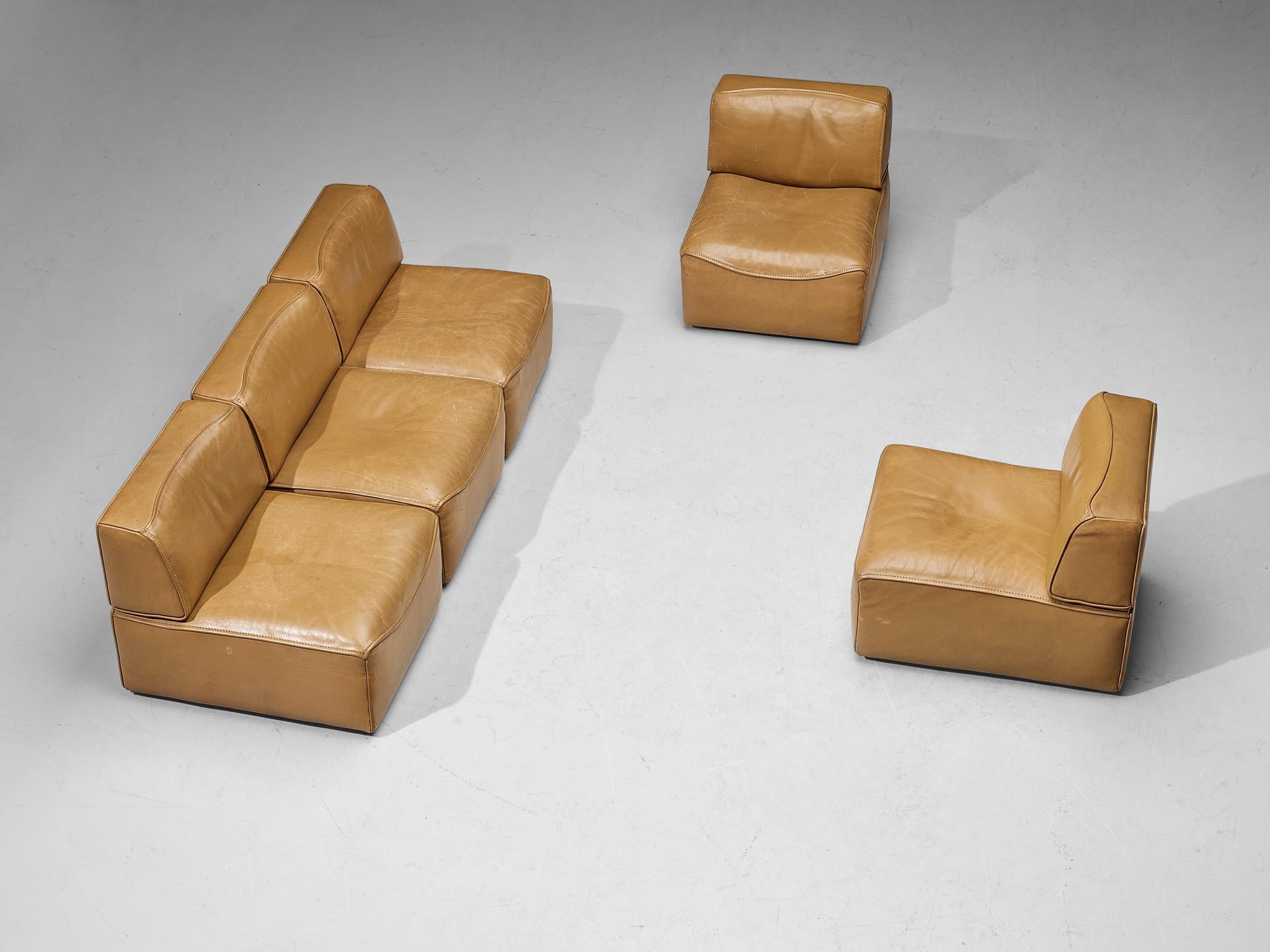 De Sede ‘DS-15’ Modular Sofa in Caramel Leather 6