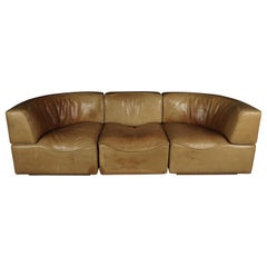 De Sede 'Ds-15' Modular Sofa in Cognac Buffalo Leather From Switzerland, 1970s