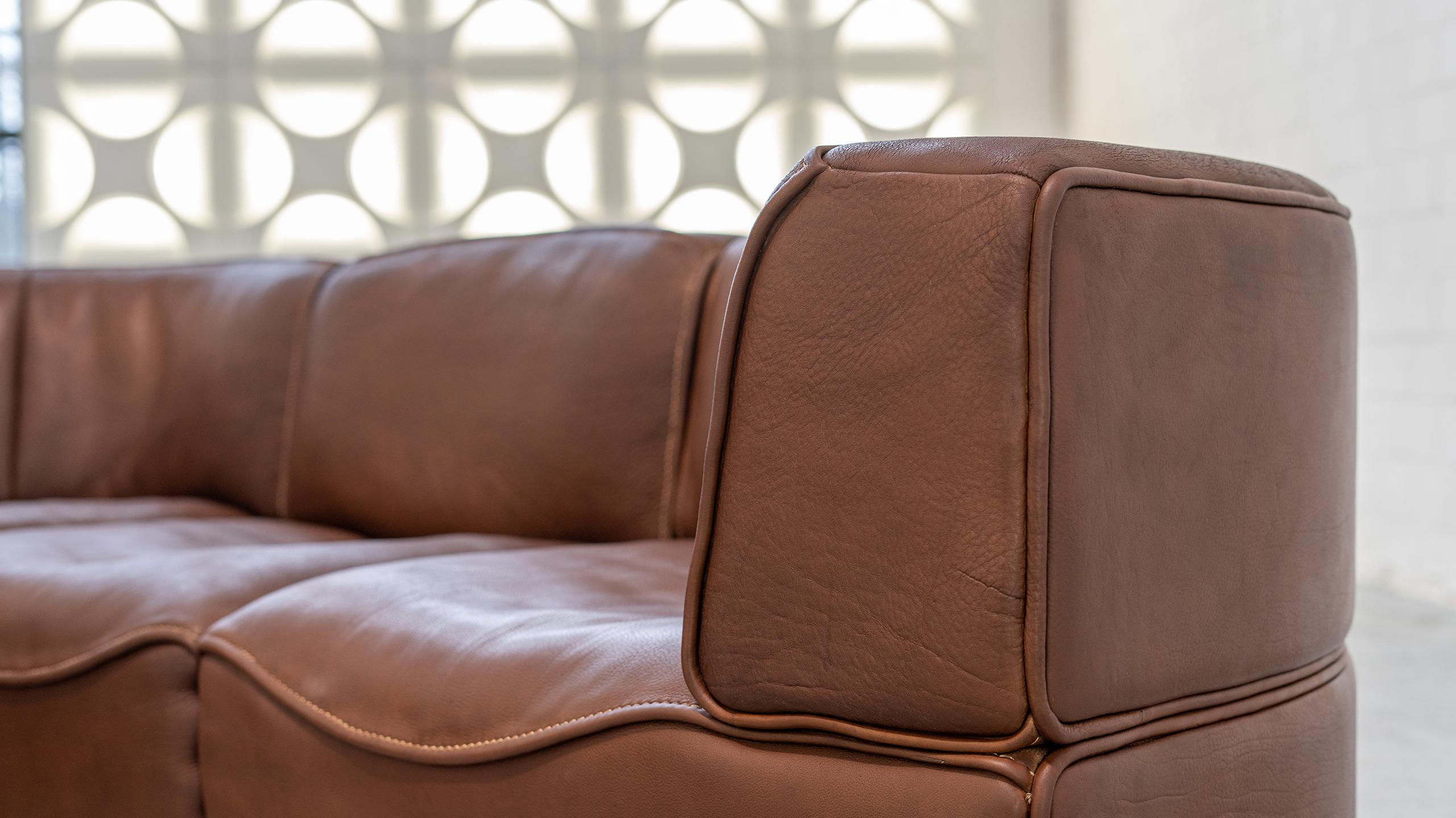 De Sede DS-15 Modular Sofa Neck Leather Brown 1970 Sectional Swiss Mid Century 10