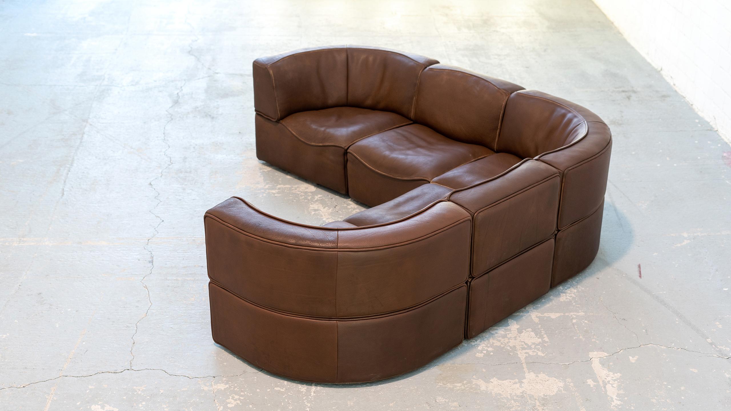 De Sede DS-15 Modular Sofa Neck Leather Brown 1970 Sectional Swiss Mid Century  For Sale 12