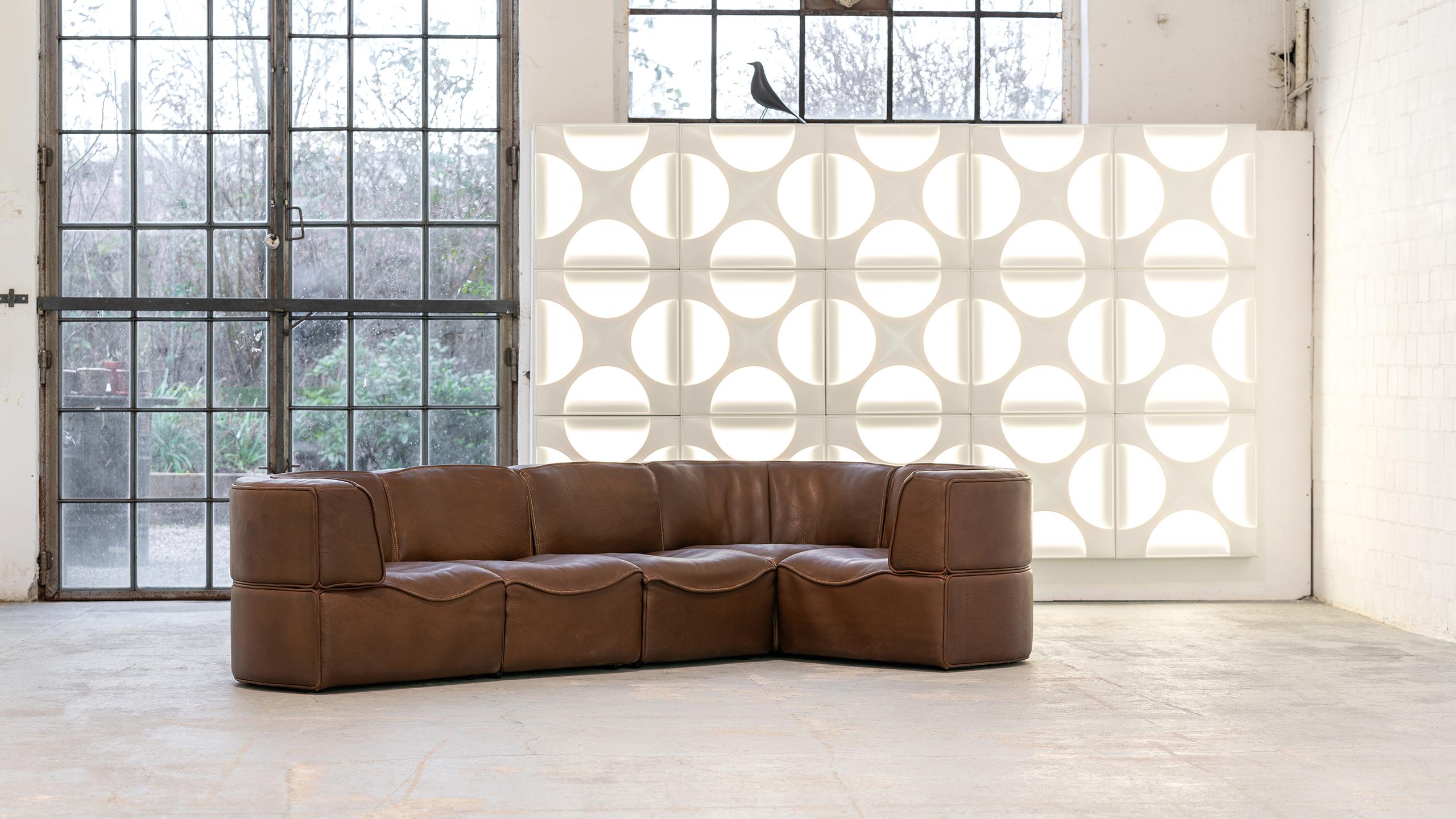 De Sede DS-15 Modular Sofa Neck Leather Brown 1970 Sectional Swiss Mid Century  For Sale 14