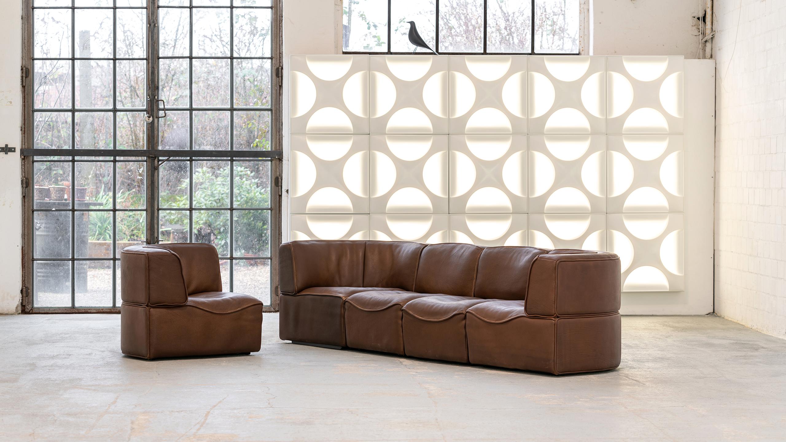 De Sede DS-15 Modular Sofa Neck Leather Brown 1970 Sectional Swiss Mid Century  For Sale 1