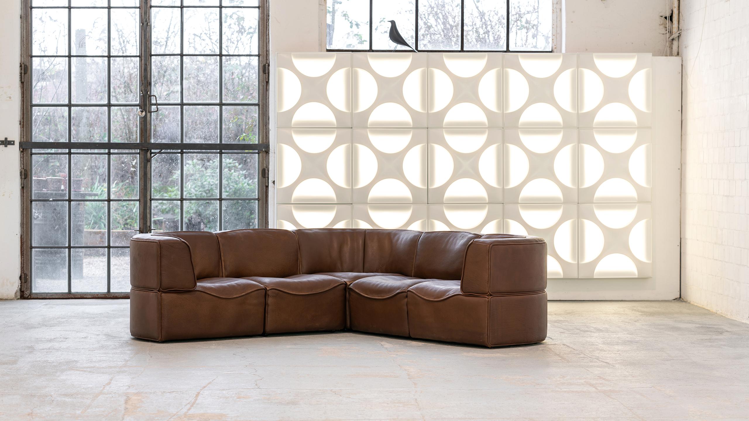 De Sede DS-15 Modular Sofa Neck Leather Brown 1970 Sectional Swiss Mid Century  For Sale 2