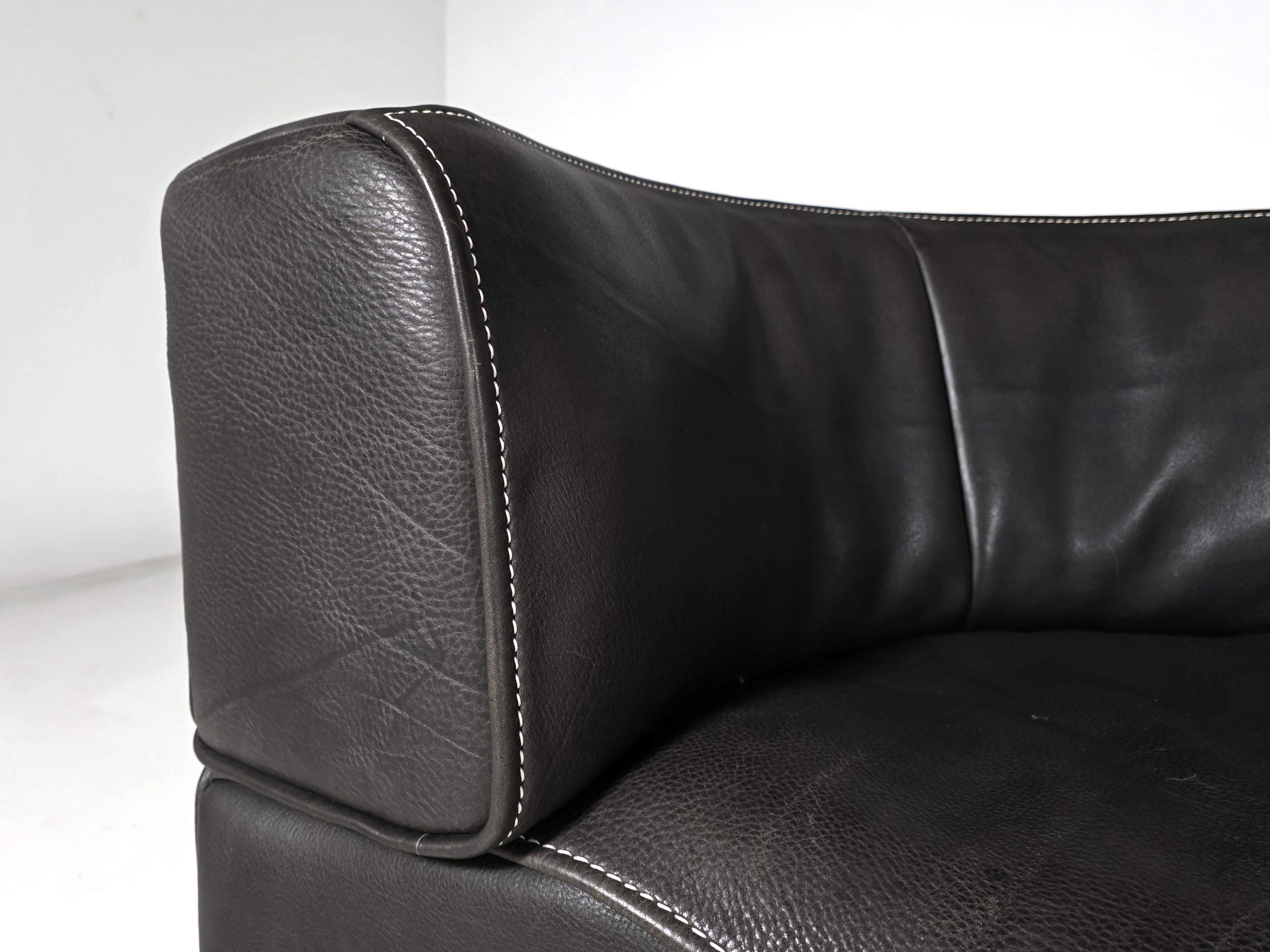 De Sede DS-15 Modular Sofa in original black Buffalo Leather, 1970s en vente 6