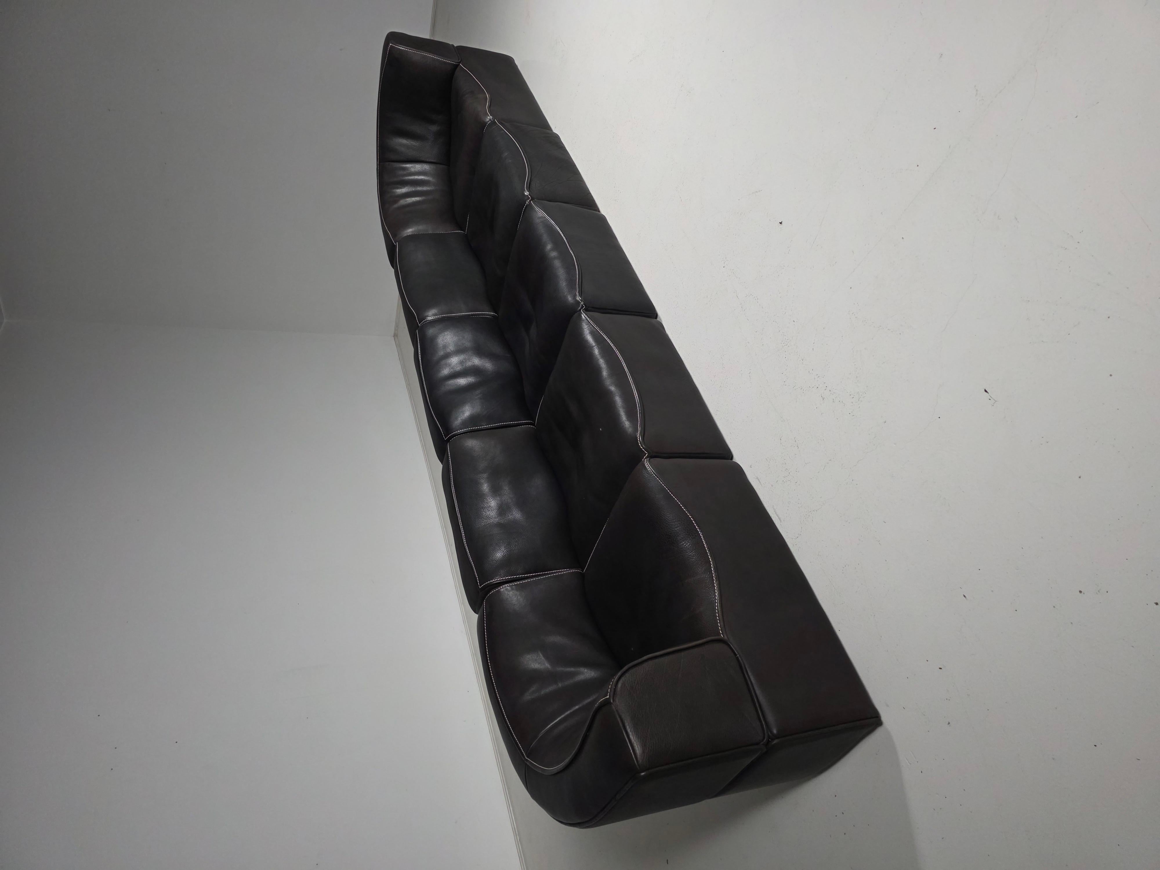 Européen De Sede DS-15 Modular Sofa in original black Buffalo Leather, 1970s en vente
