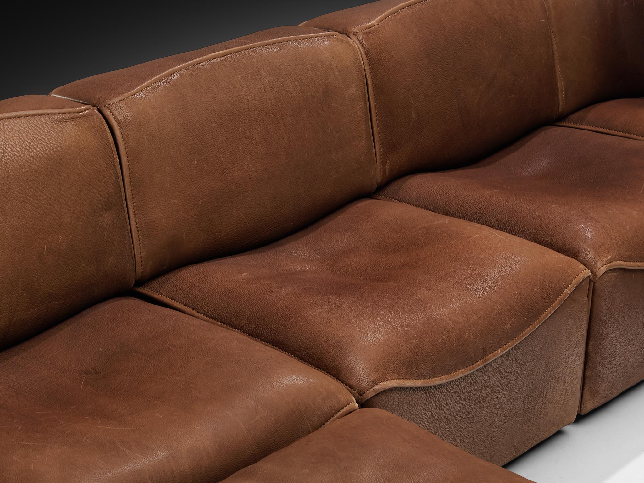 De Sede 'DS-15' Canapé modulable en cuir Brown patiné en vente 3