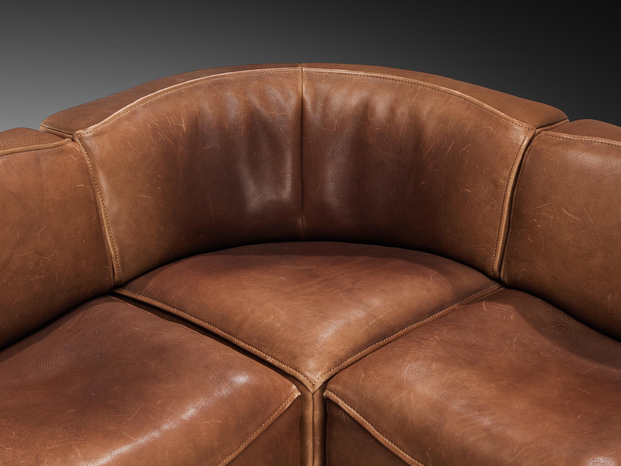 De Sede 'DS-15' Canapé modulable en cuir Brown patiné en vente 2