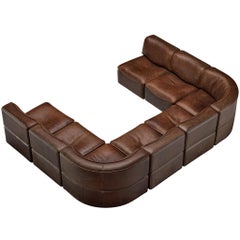 De Sede ‘DS-15’ Modular Sofa in Patinated Brown Leather
