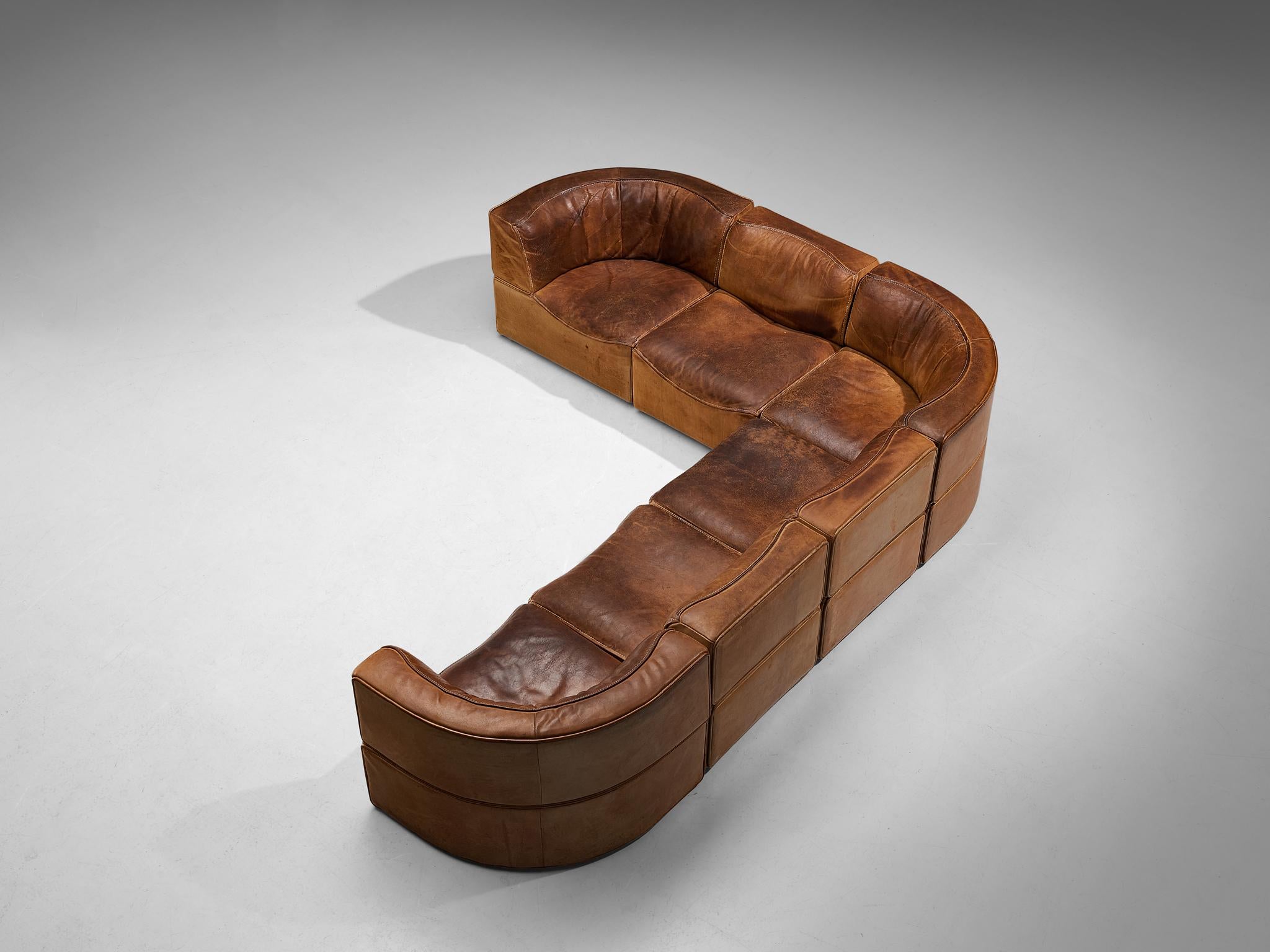 De Sede ‘DS-15’ Modular Sofa in Patinated Cognac Leather  4