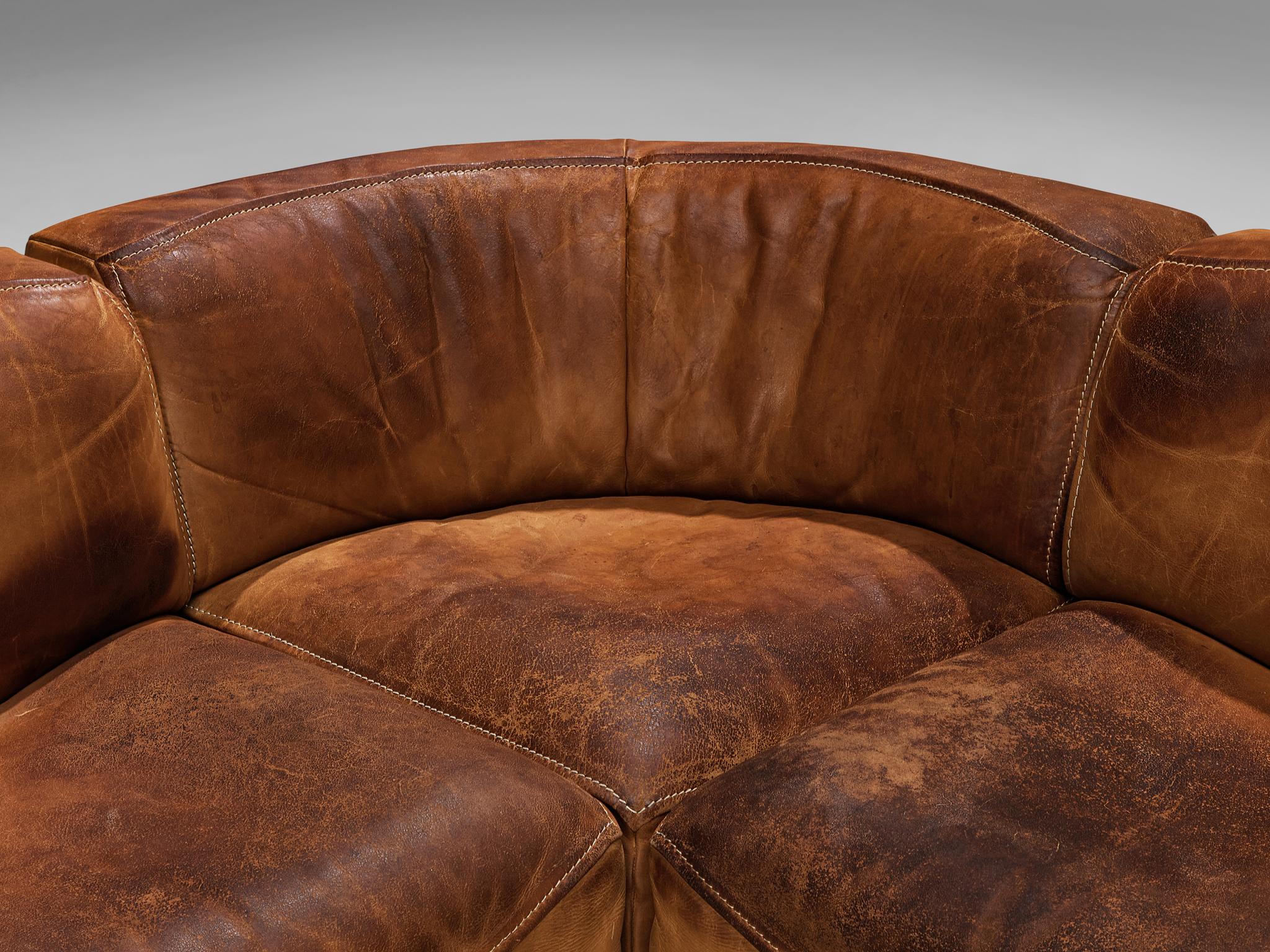 De Sede ‘DS-15’ Modular Sofa in Patinated Cognac Leather  1