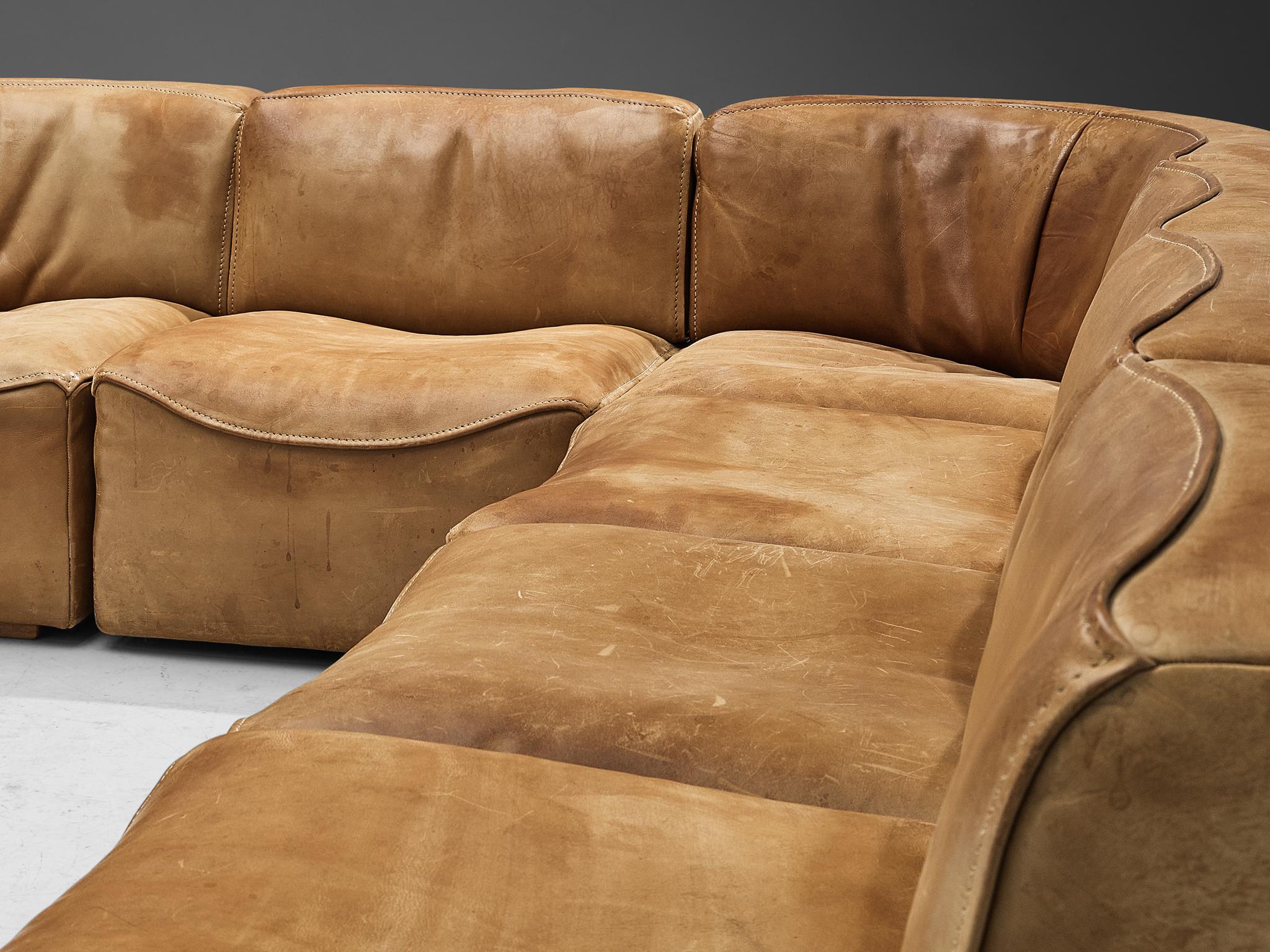 De Sede ‘DS-15’ Modular Sofa in Patinated Cognac Leather 2