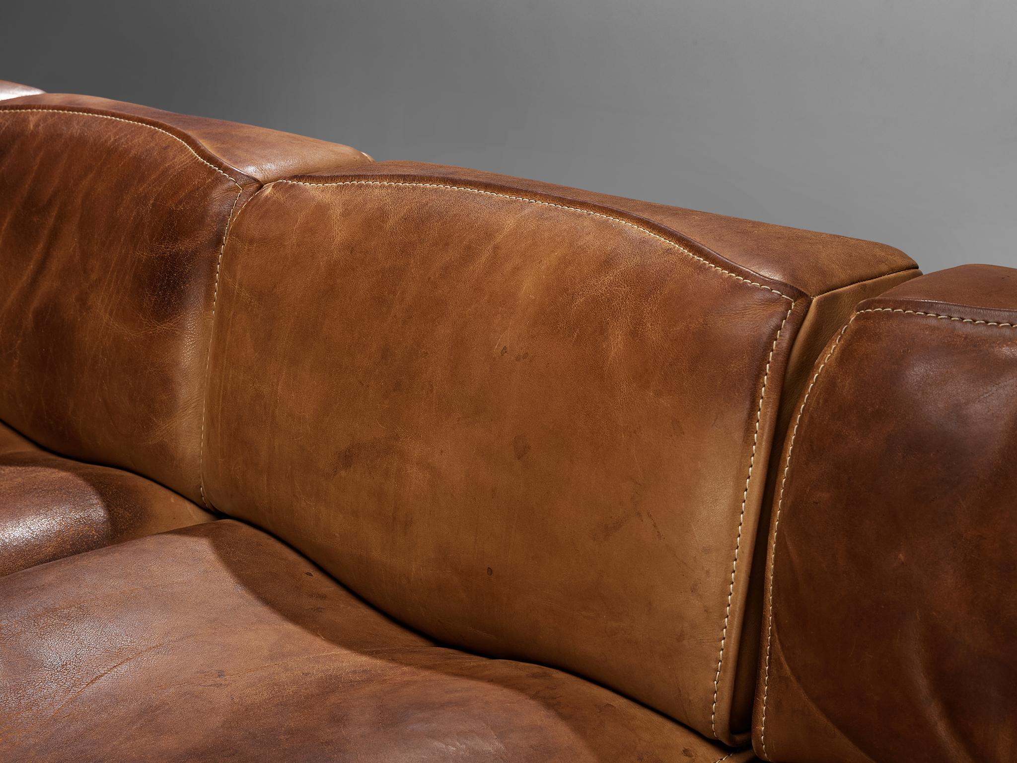 De Sede ‘DS-15’ Modular Sofa in Patinated Cognac Leather  3