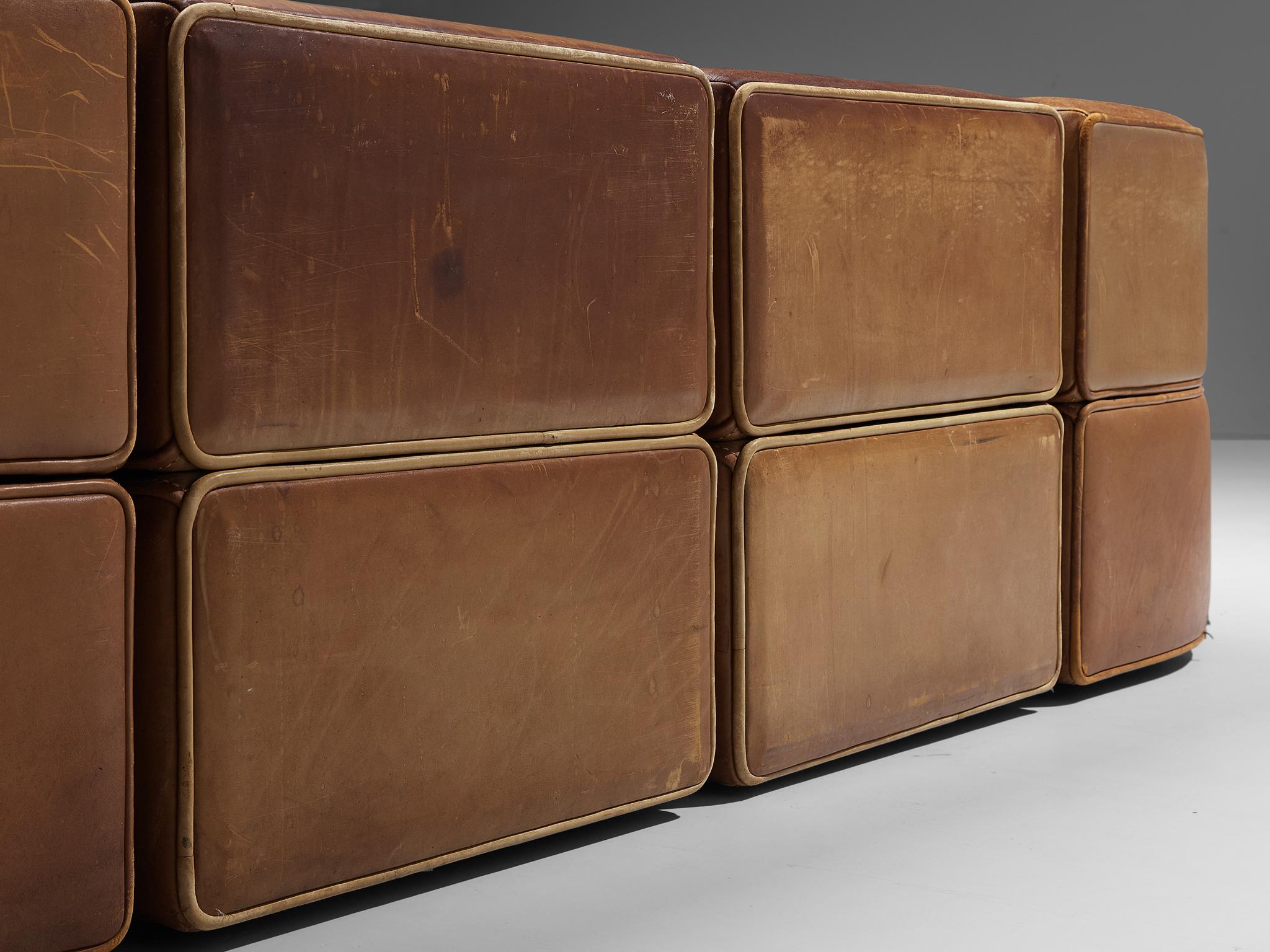 De Sede ‘DS-15’ Modular Sofas in Patinated Cognac Leather  5